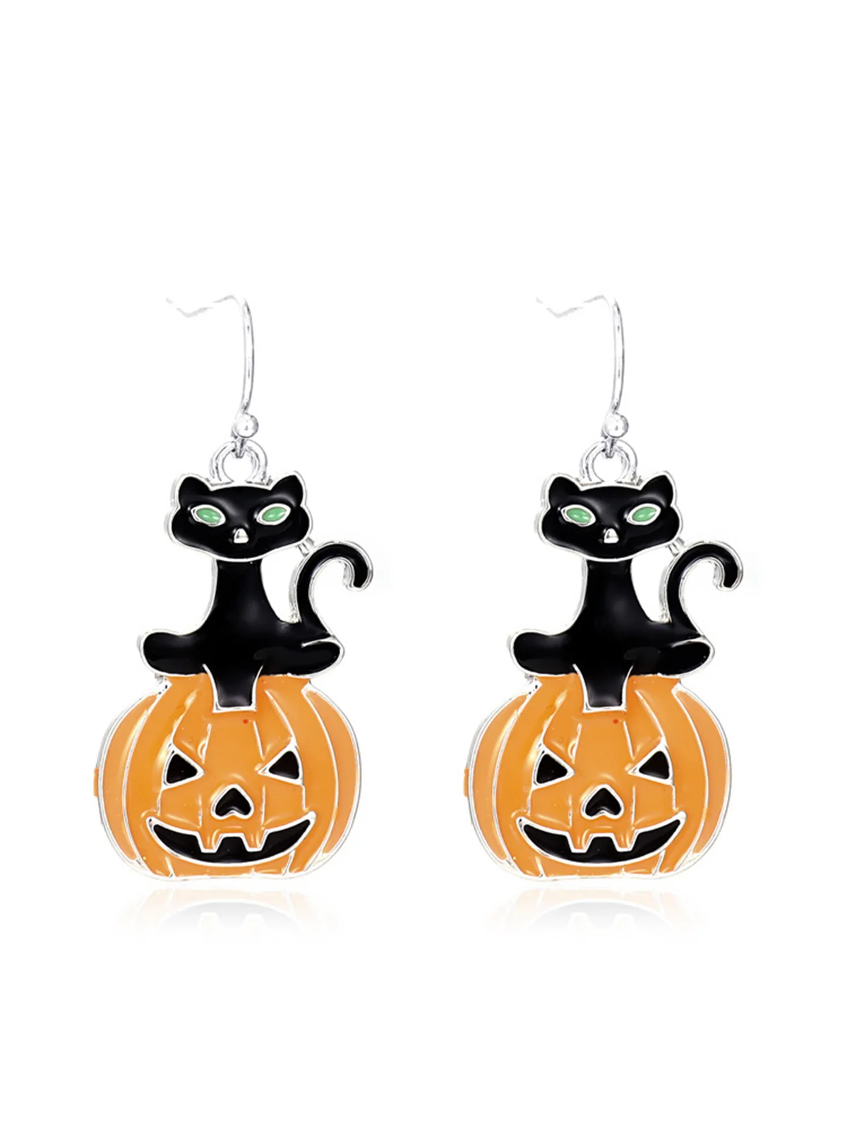 Gruselige Halloween Katze & Kürbis Ohrringe