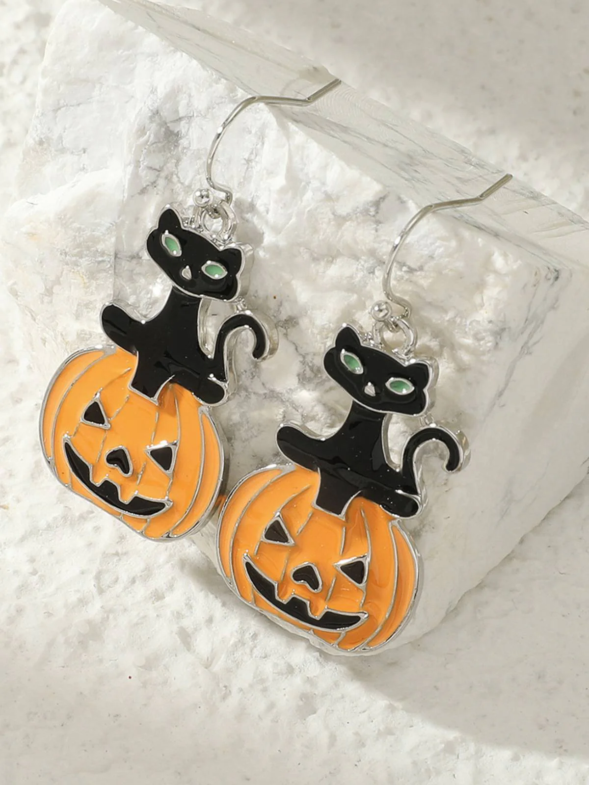 Gruselige Halloween Katze & Kürbis Ohrringe - Image 2