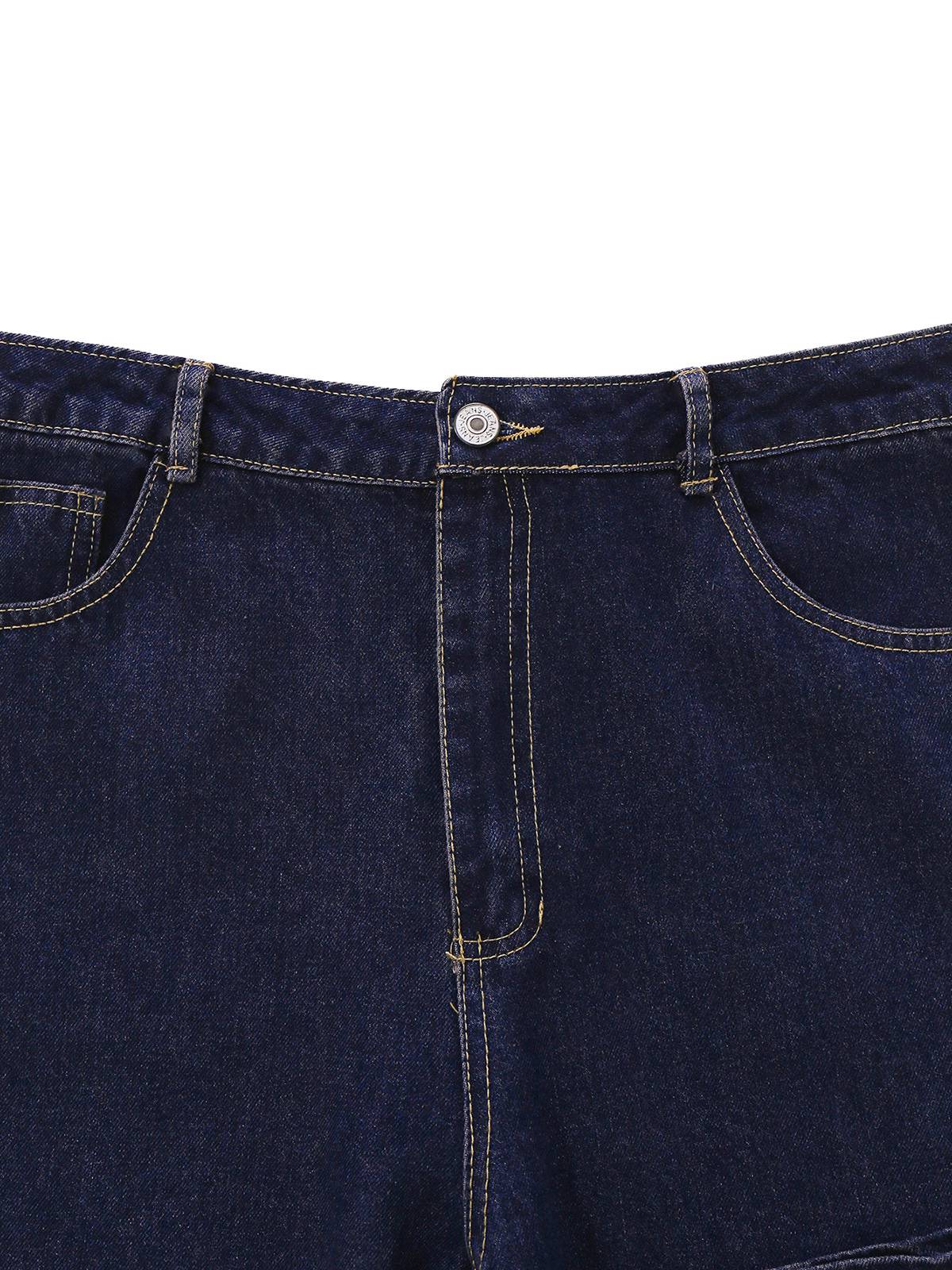 Tiefblau 1950er Jeansstoff Gerade Bein Hose - Image 3