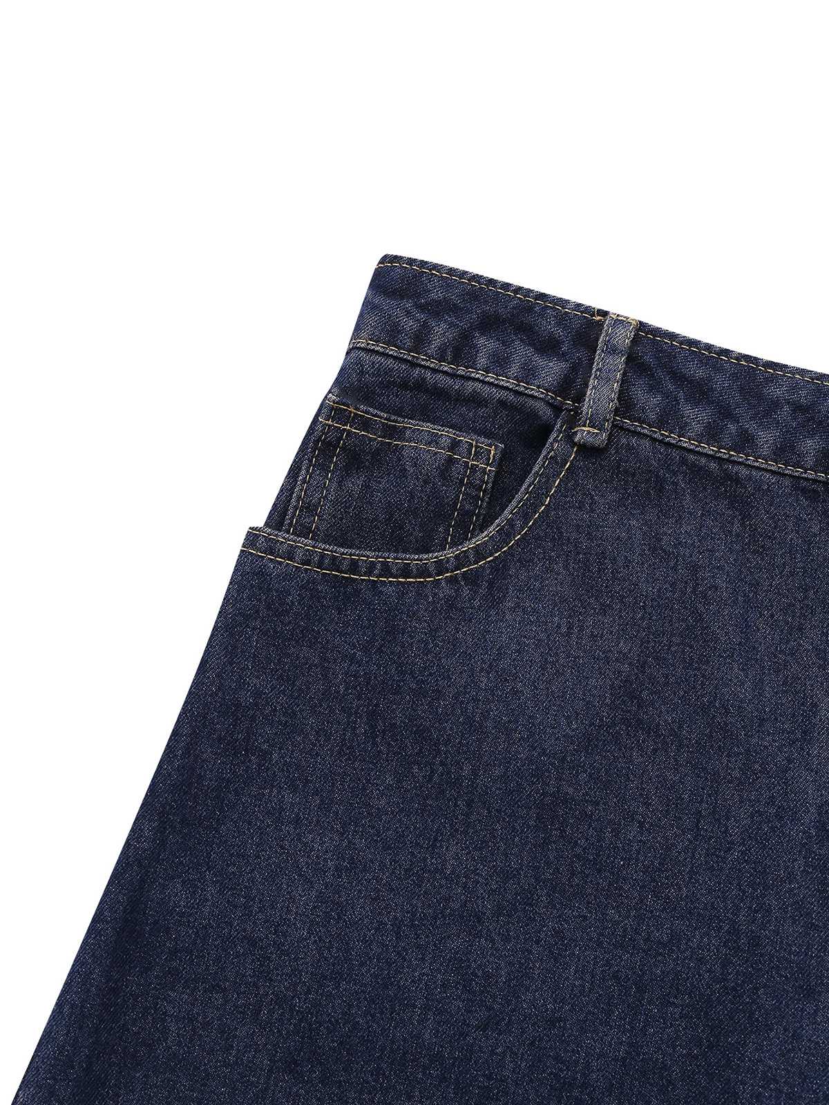 Tiefblau 1950er Jeansstoff Gerade Bein Hose - Image 4