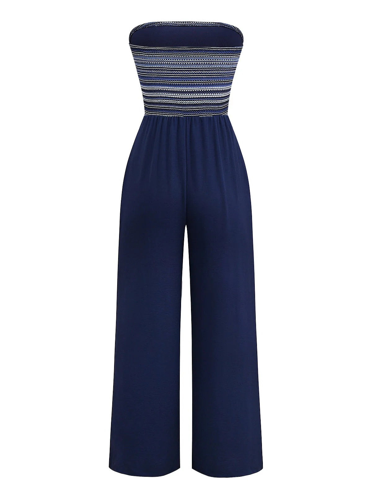 Tiefblau 1950er Streifen Bandeau Jumpsuit - Image 2