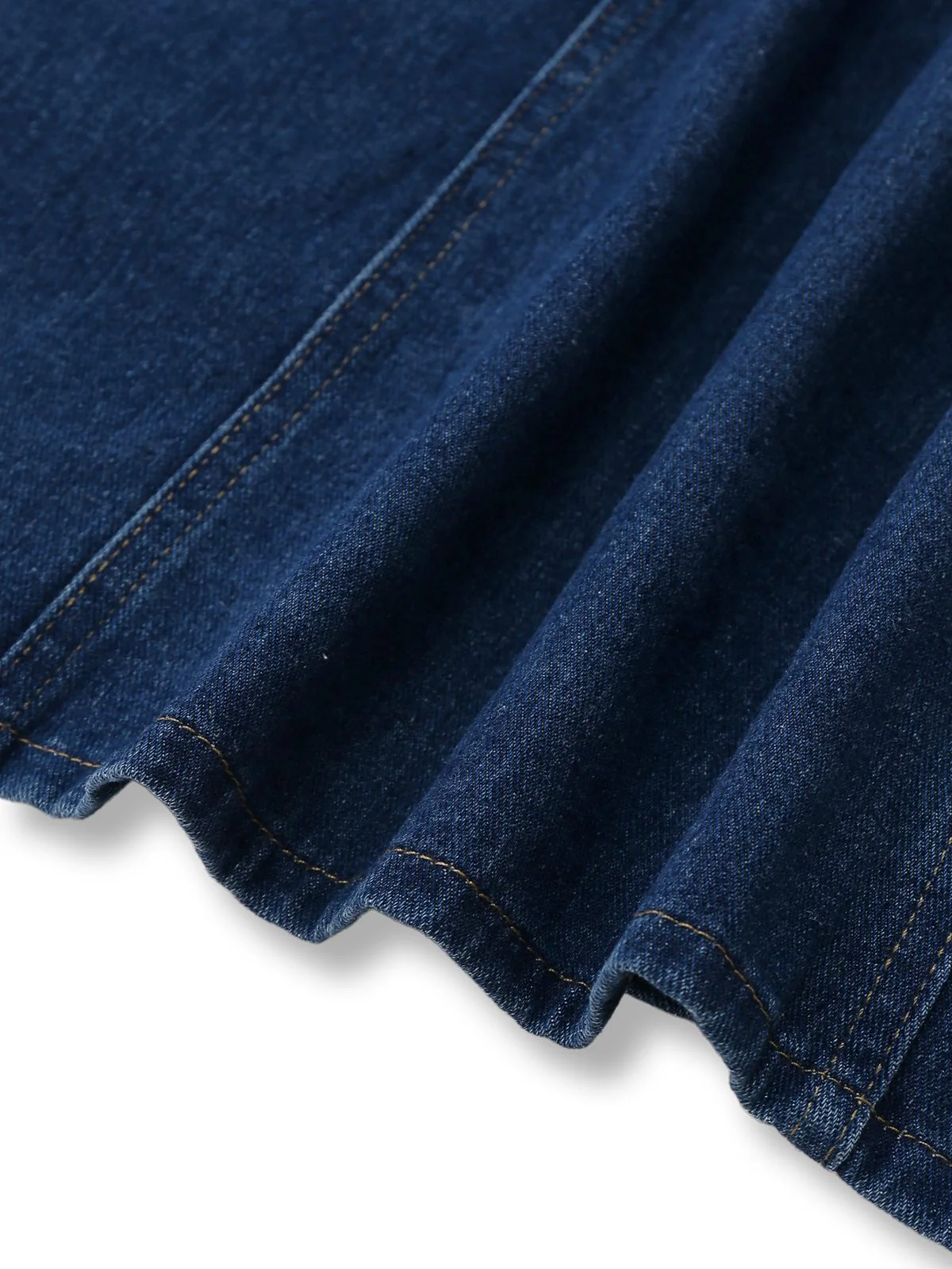 Tiefblau 1970er Denim Revers Ärmellos Taste Kleid - Image 5