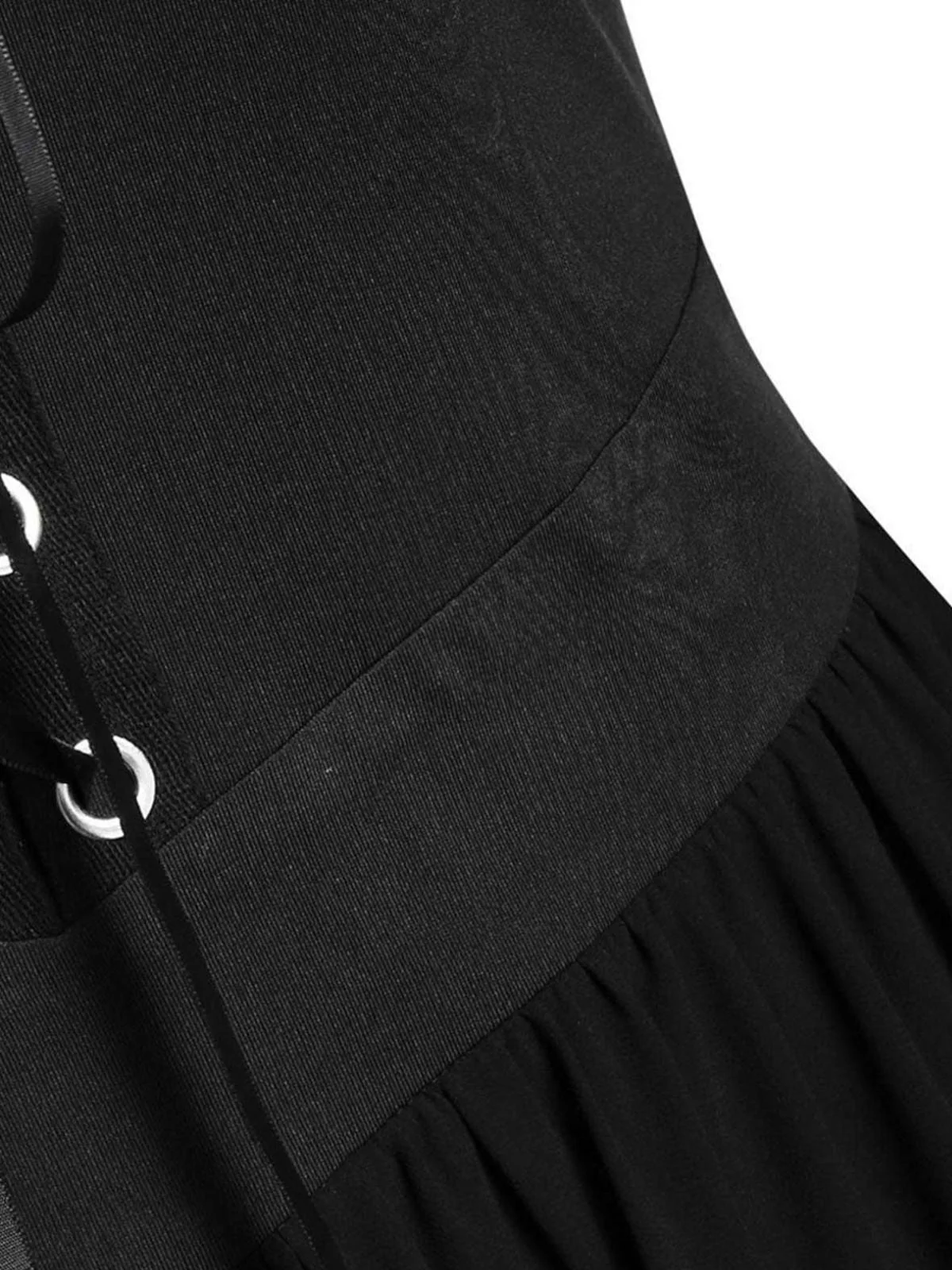 Schwarz 1950er Halloween Gothic Hexe Transparentes Ärmel Träger Kleid - Image 3