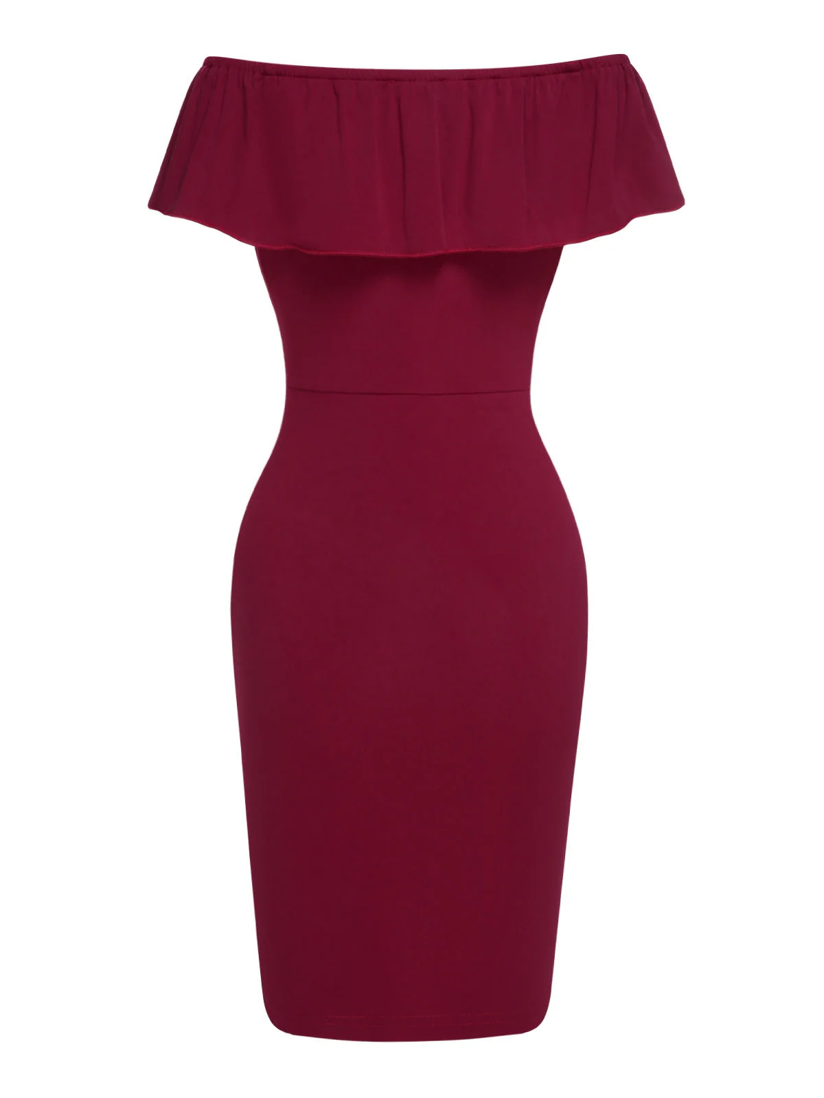 Tiefrot 1960er Schulterfrei Stickerei Kleid - Image 3