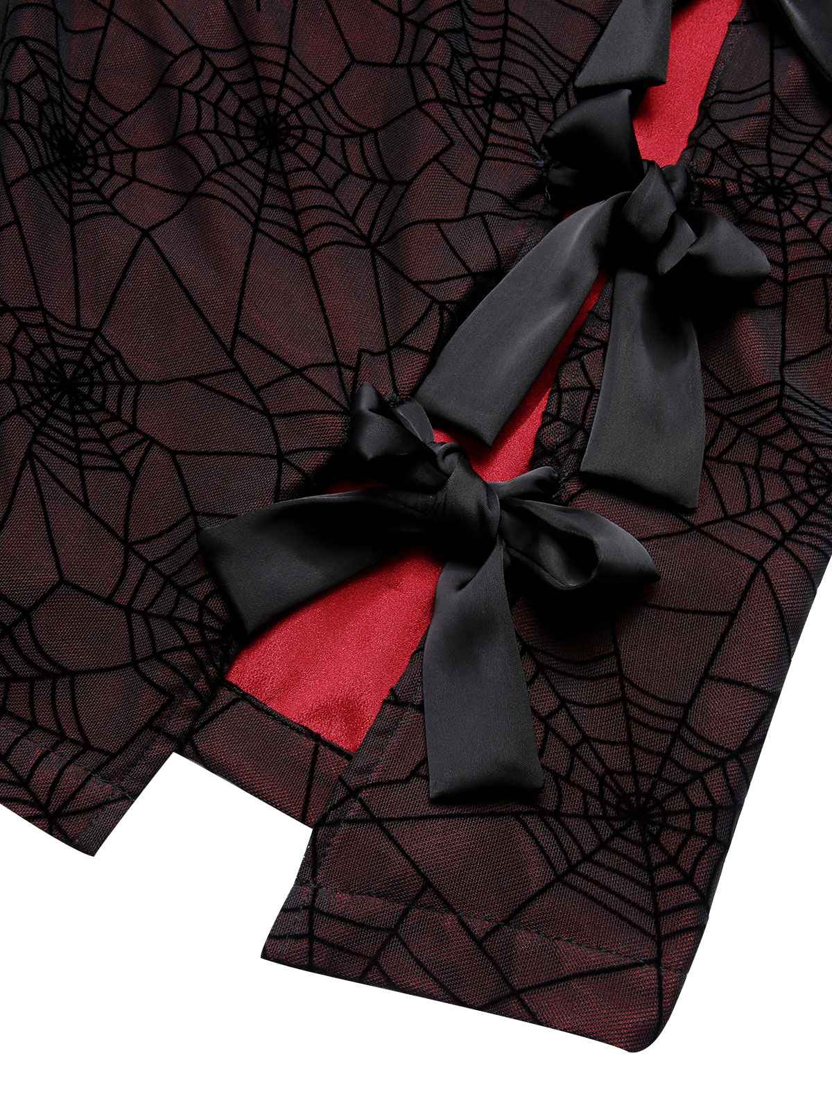 Tiefrotes 1960er Halloween-Spinnennetz-Kleid - Image 5