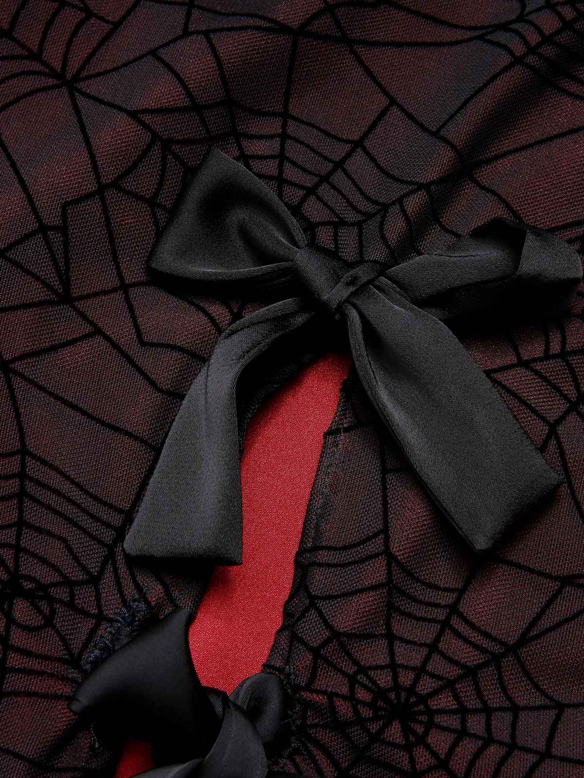 Tiefrotes 1960er Halloween-Spinnennetz-Kleid - Image 7