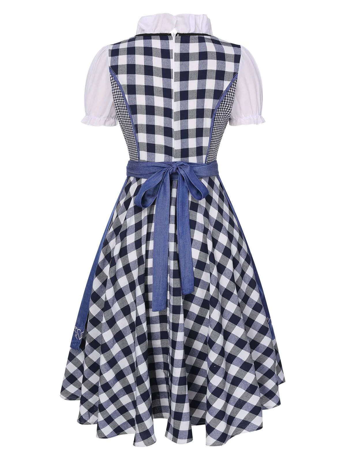 Trachten Oktoberfest Dirndl Spitzen Plaid Dirndl Kleid - Image 2