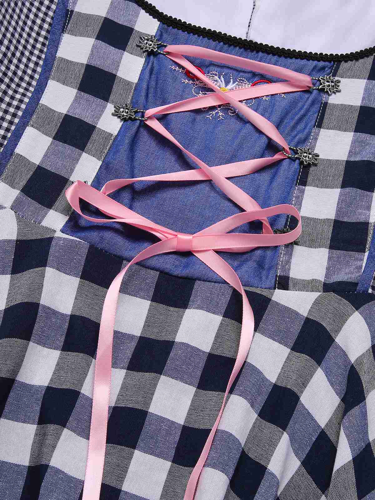 Trachten Oktoberfest Dirndl Spitzen Plaid Dirndl Kleid - Image 4