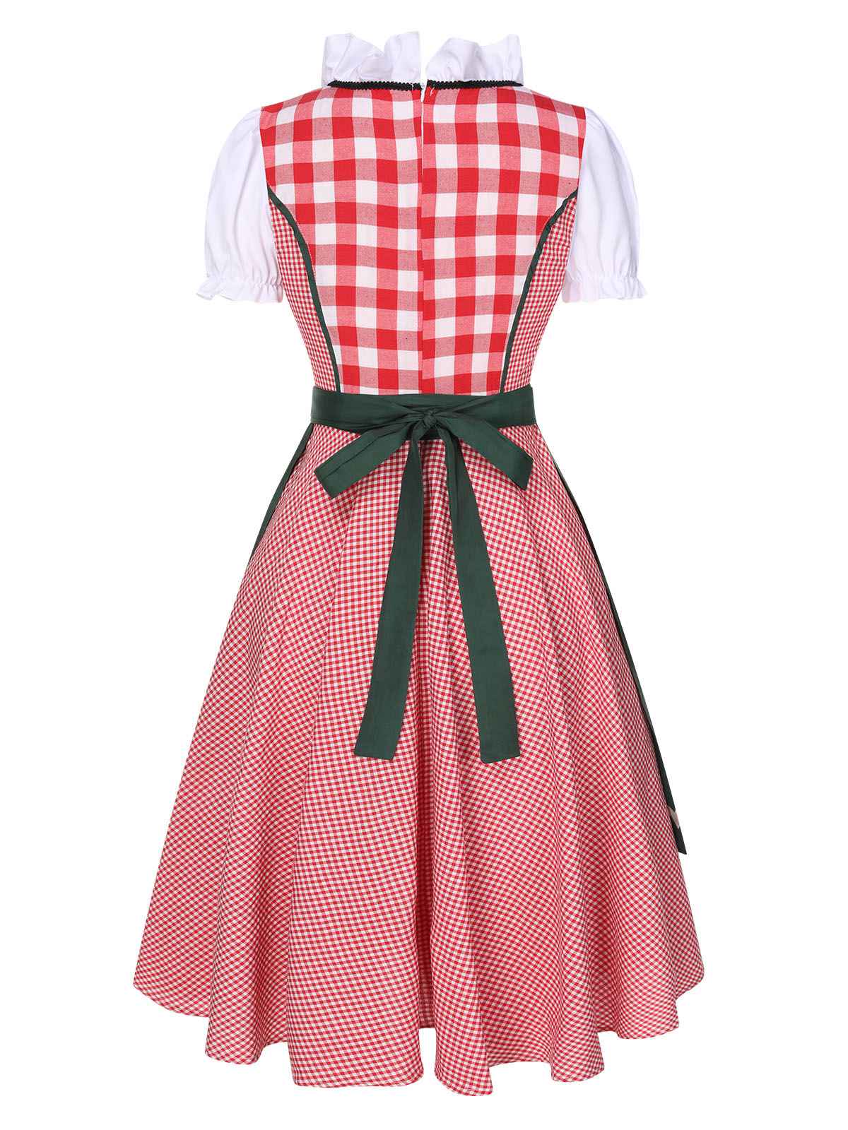 Trachten Oktoberfest Dirndl Spitzen Plaid Dirndl Kleid - Image 6