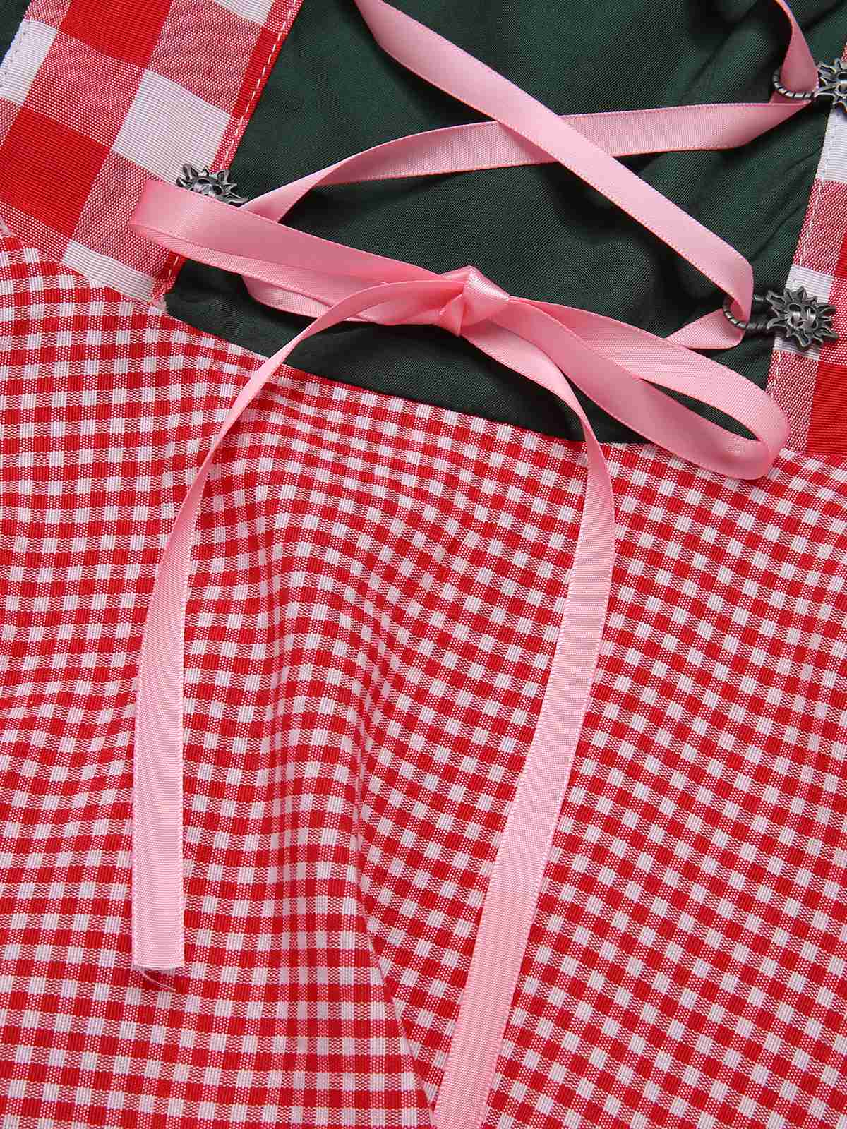 Trachten Oktoberfest Dirndl Spitzen Plaid Dirndl Kleid - Image 8