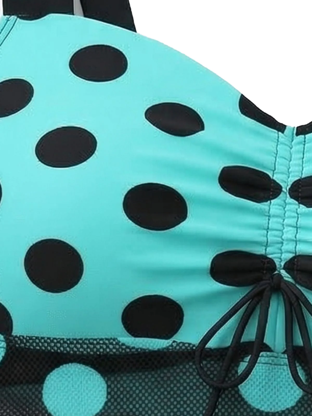 Türkis 1980er Polka Dot Netz Tankini Set - Image 3