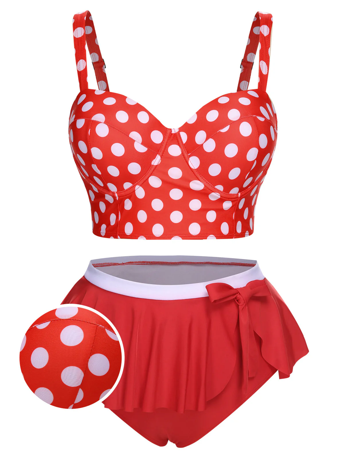 [Übergröße] 1930er Polka Dot Strapsen Badeanzug Set - Image 8