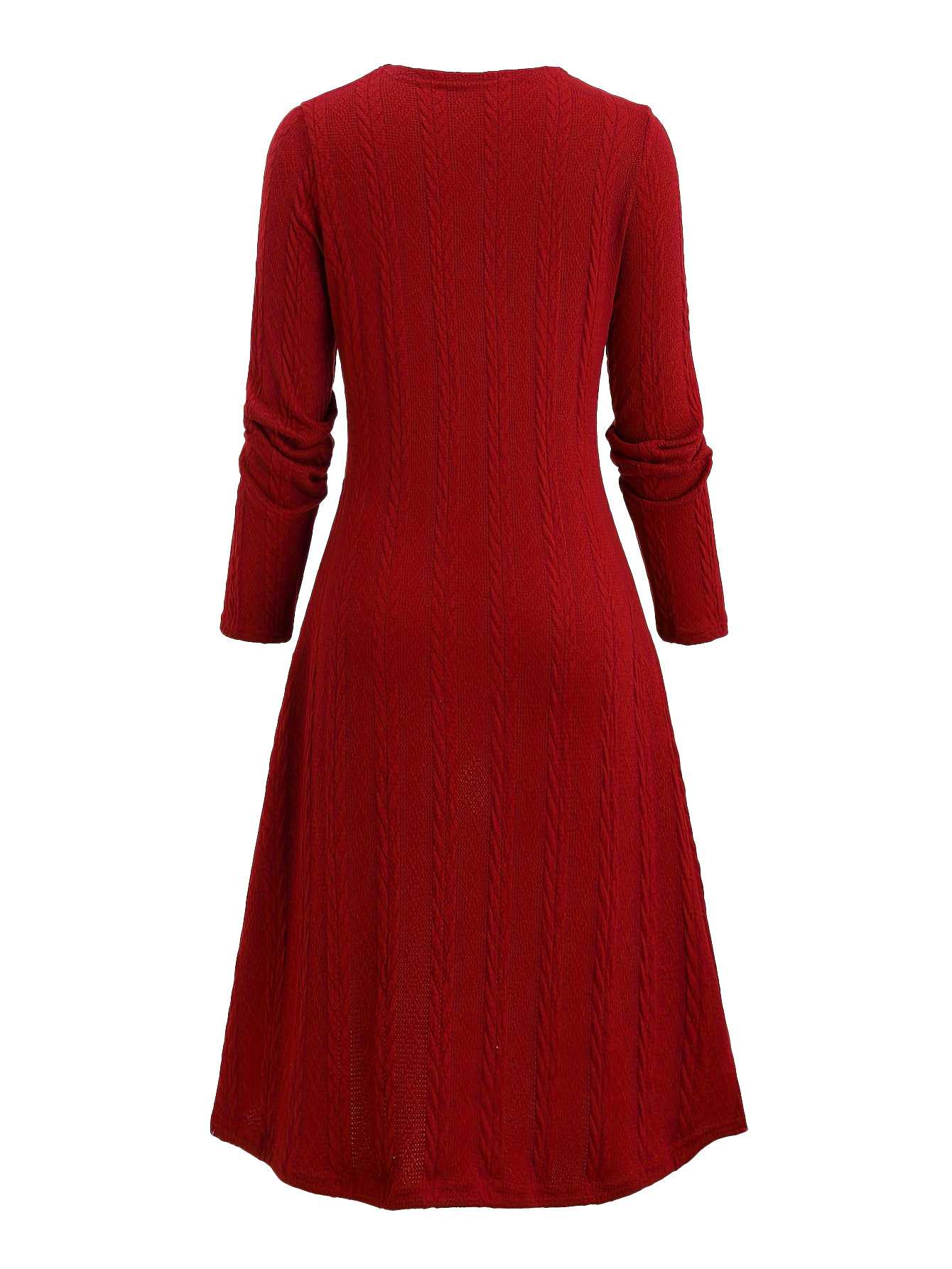 [Übergröße] 1940er Bogen Plaid Stricken Kleid - Image 2
