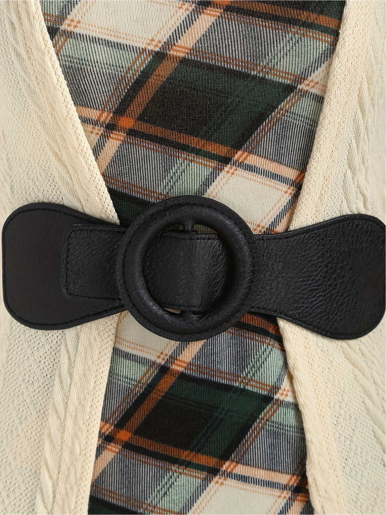 [Übergröße] 1940er Bogen Plaid Stricken Kleid - Image 7