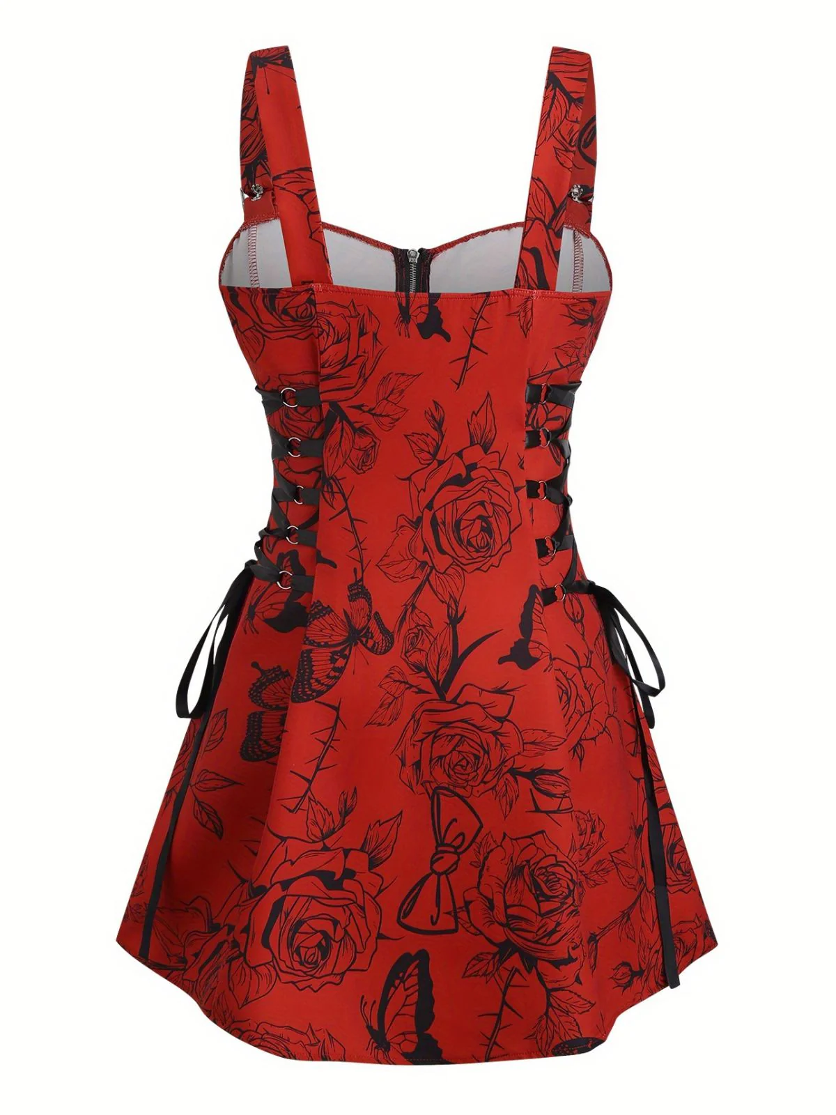 [Übergröße] 1970er Rose Blumen Steampunk Reißverschluss Kleid - Image 3