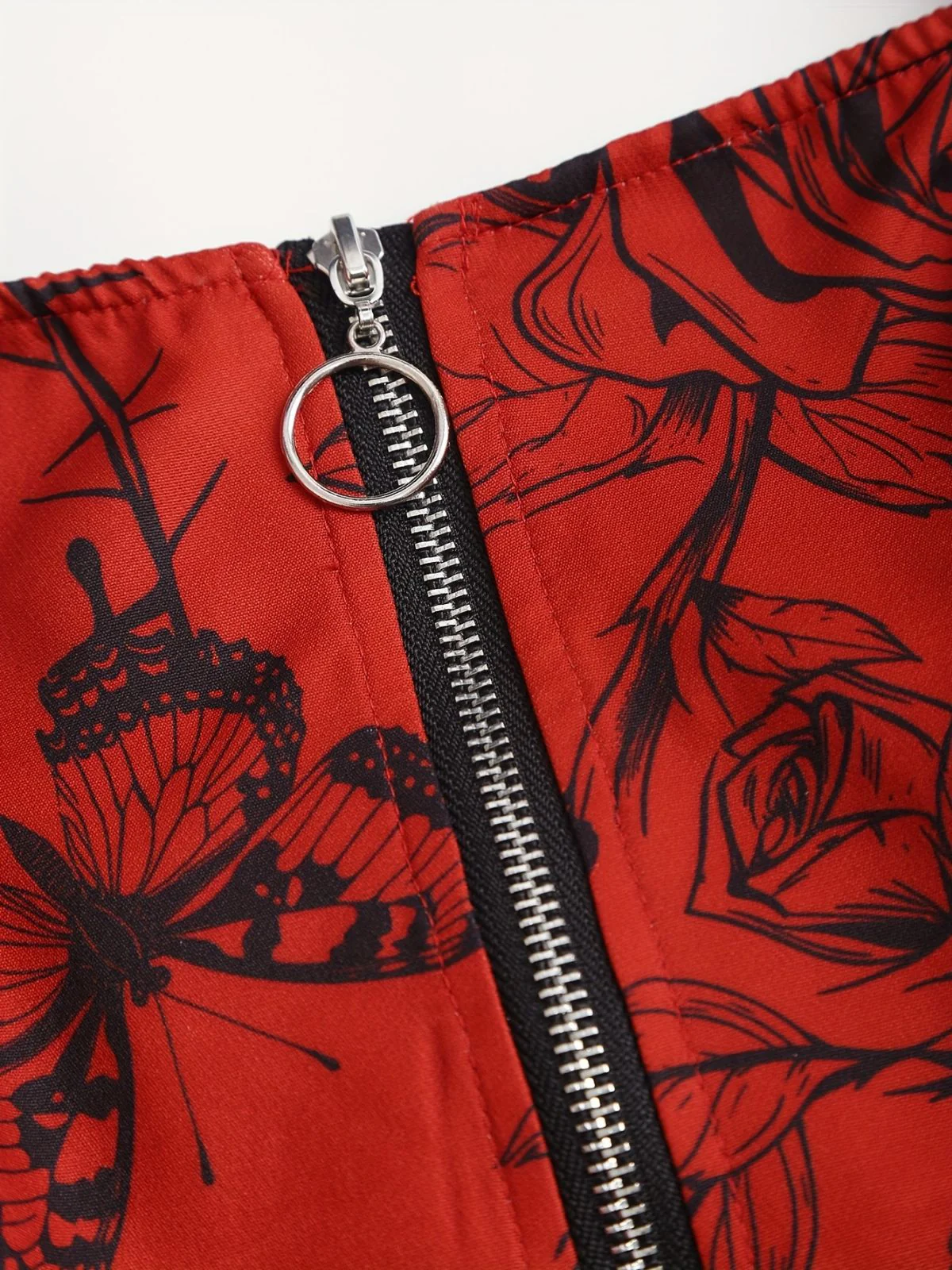 [Übergröße] 1970er Rose Blumen Steampunk Reißverschluss Kleid - Image 5