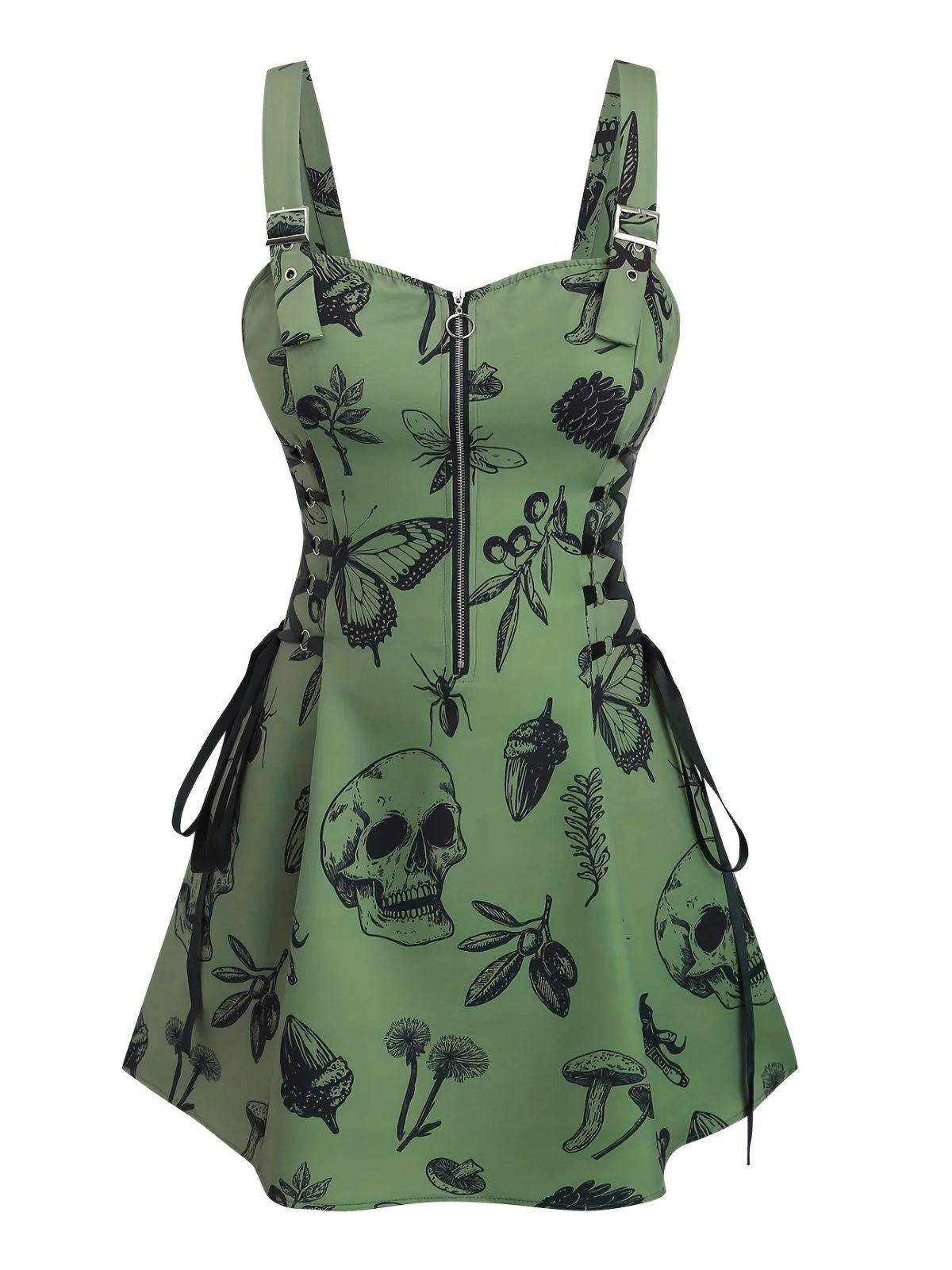 [Übergröße] 1970er Rose Blumen Steampunk Reißverschluss Kleid - Image 7