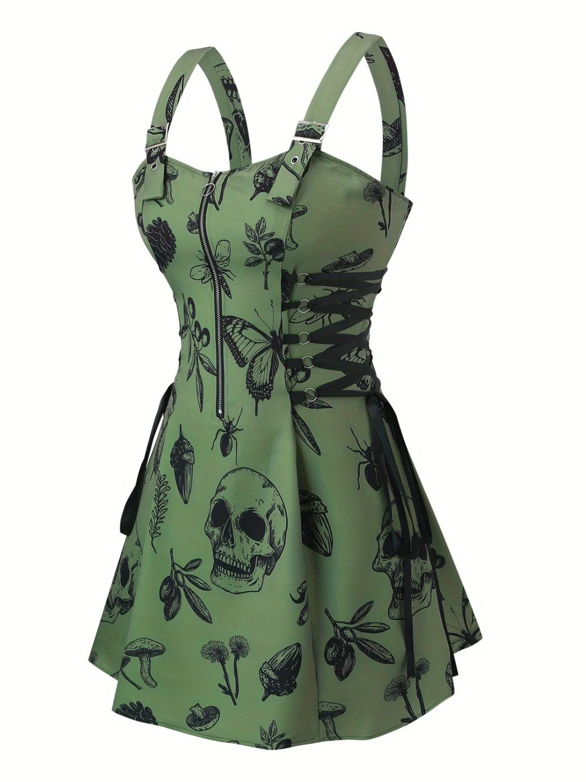 [Übergröße] 1970er Rose Blumen Steampunk Reißverschluss Kleid - Image 8
