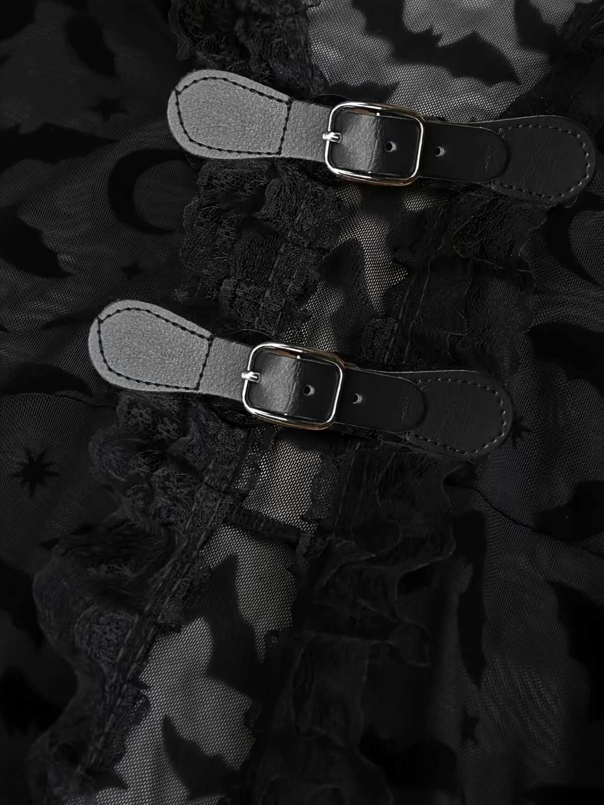 [Übergröße] 2PCS Schwarz 1940er Schläger Netz Außengewand & Grün Kleid - Image 5