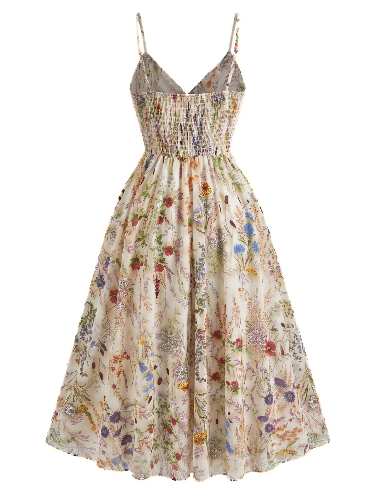 [Vorverkauf] [Übergröße] 30er Slip-Kleid mit Blumen und V-Ausschnitt in Multicolor - Image 2