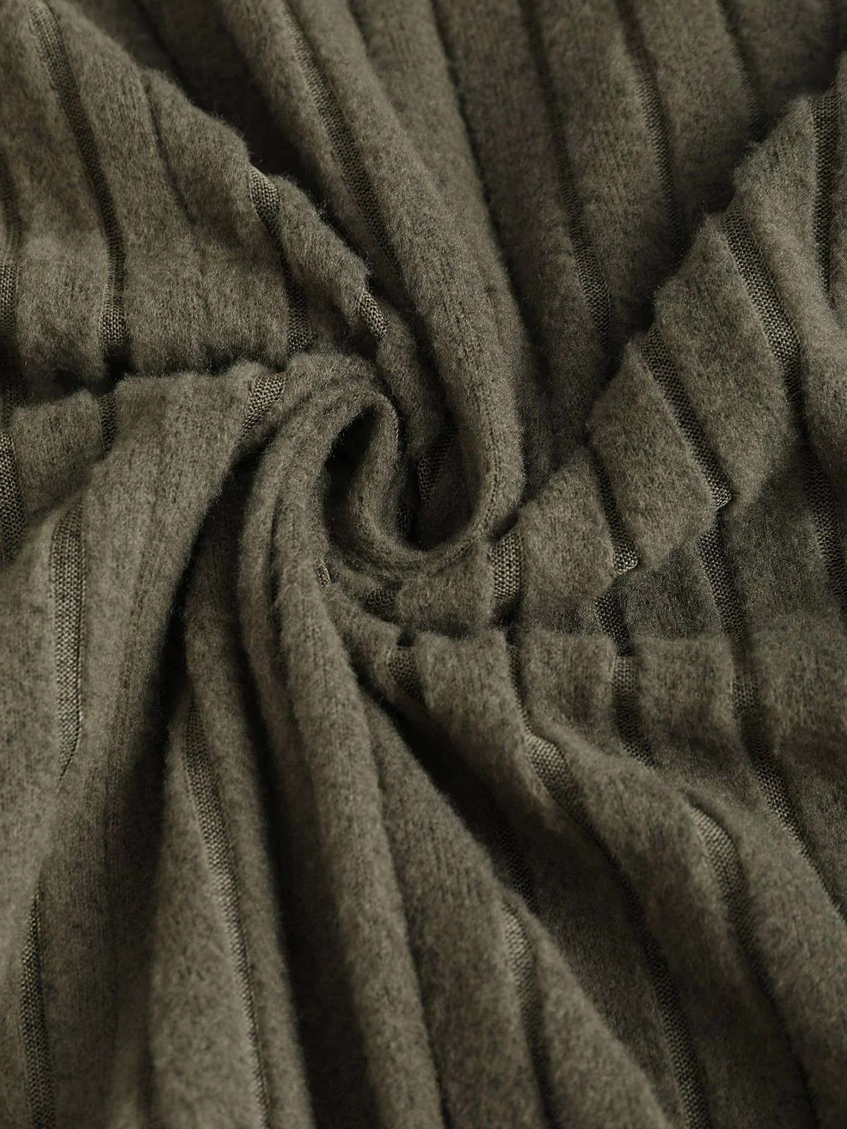 [Übergröße] Grün 1940er Stricken Layered Long Sleeve Gürtel Kleid - Image 5