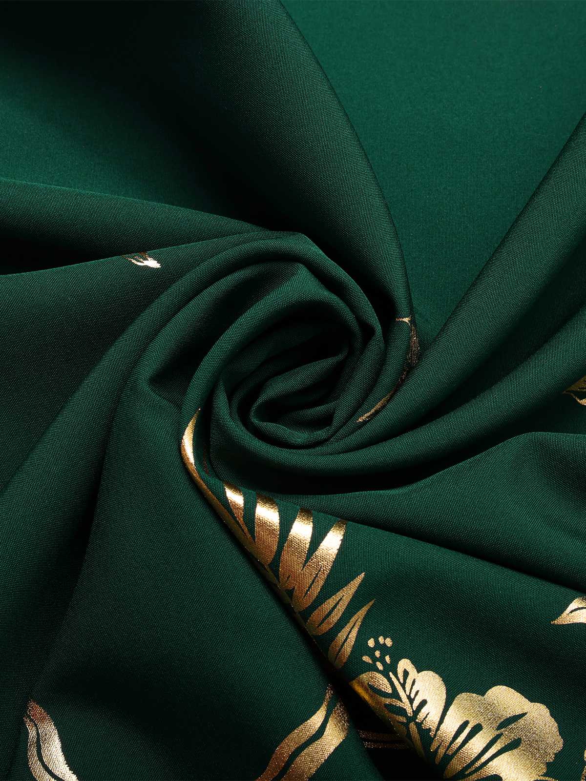 [Übergröße] Grün 1940er Vergoldet Blumen Gürtel Kleid - Image 4