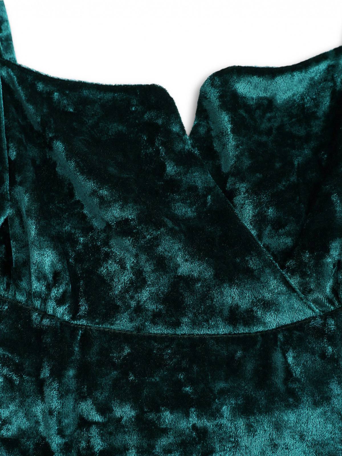 [Übergröße] Grün 1950er Schnalle Träger Samt Ärmellos Kleid - Image 3