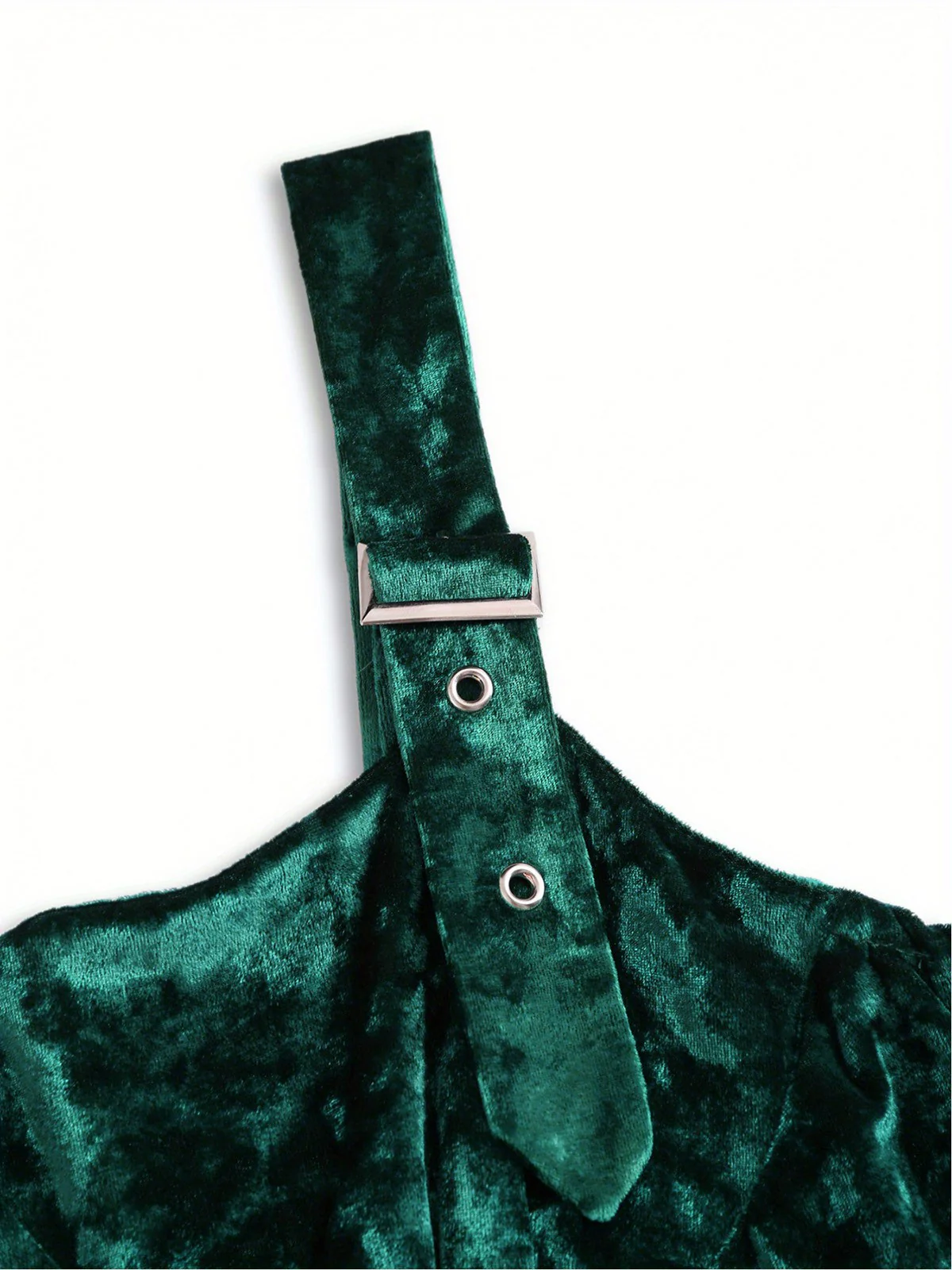 [Übergröße] Grün 1950er Schnalle Träger Samt Ärmellos Kleid - Image 4