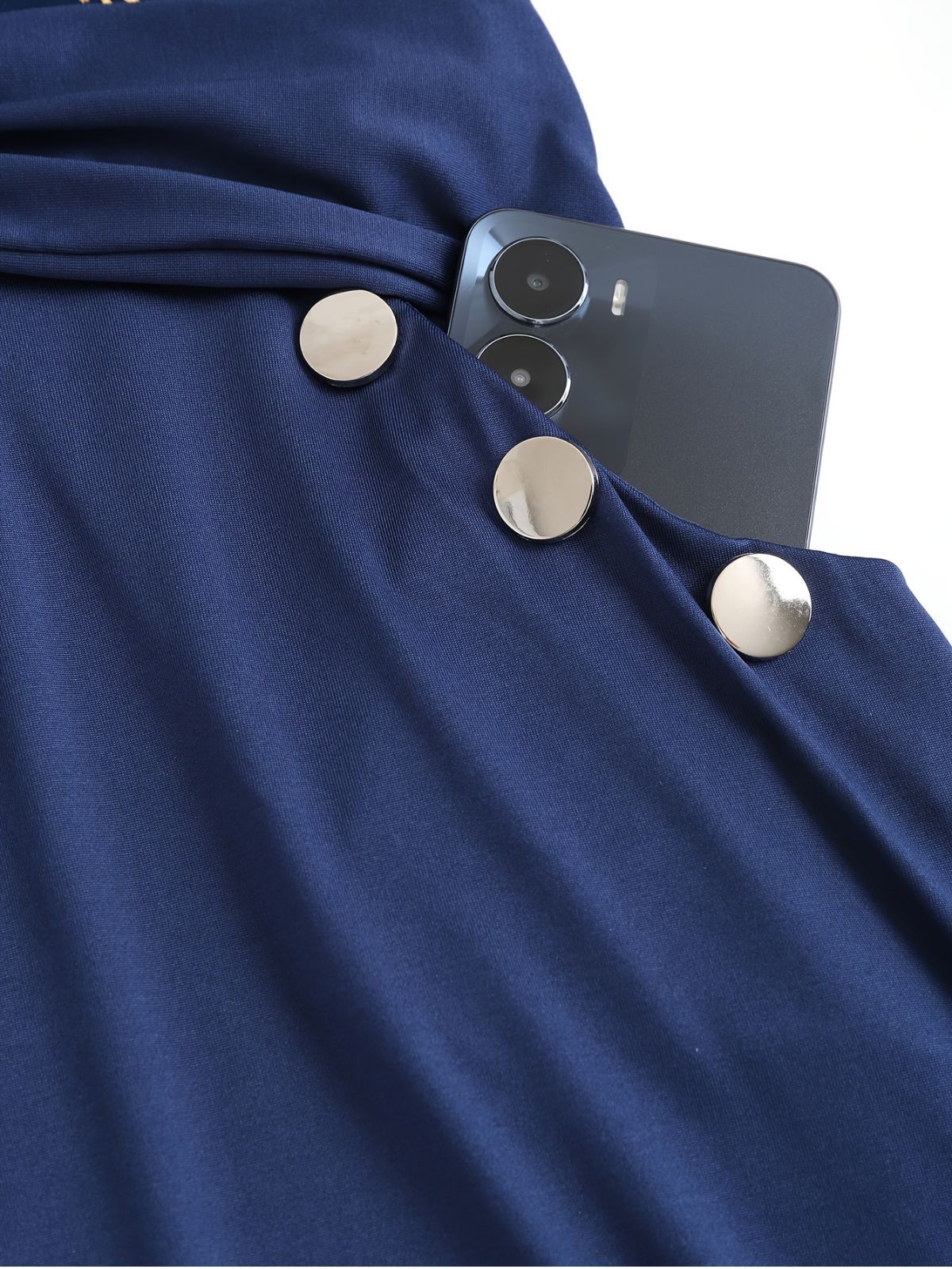 [Übergröße] Marineblau 1970er Stern Rüschen Volantärmel Kleid - Image 5
