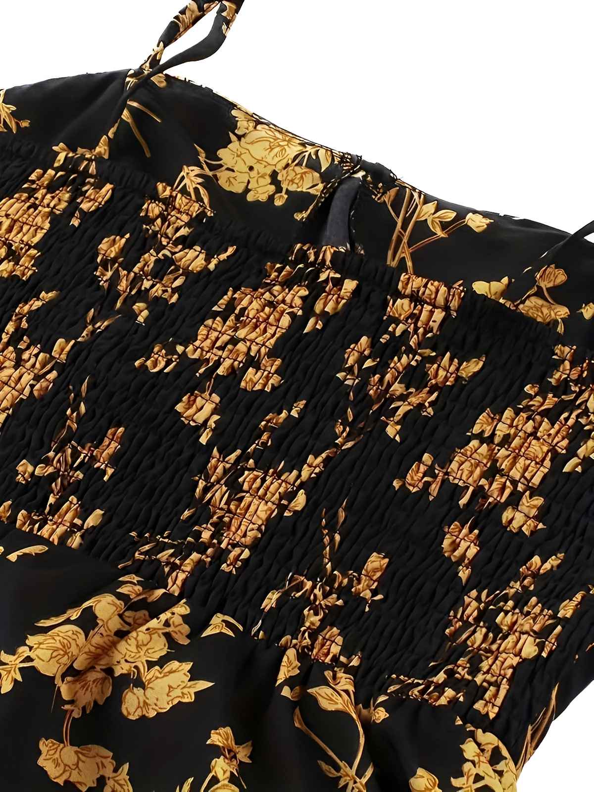 [Übergröße] Orange 1940er Kleine Blumen Spaghetti Träger Schnürung Kleid - Image 3