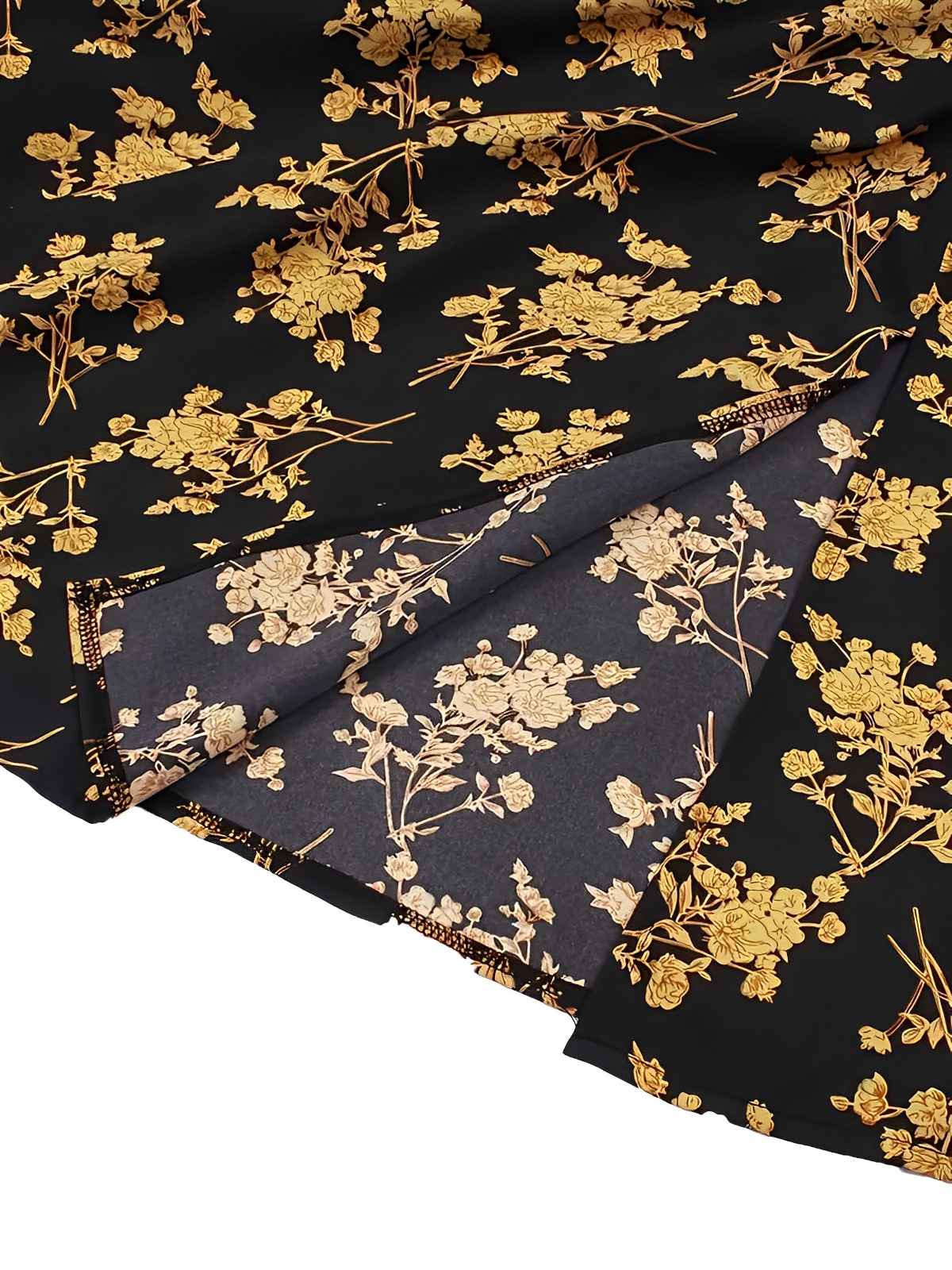 [Übergröße] Orange 1940er Kleine Blumen Spaghetti Träger Schnürung Kleid - Image 5