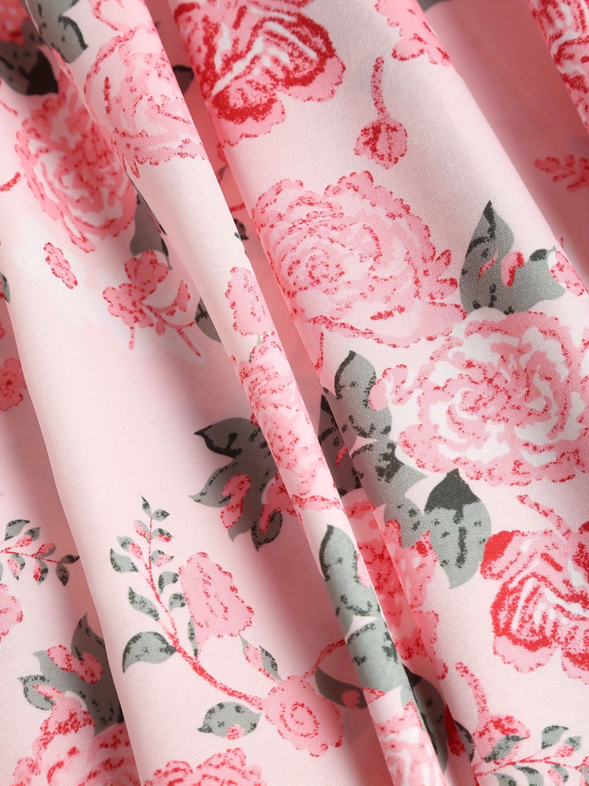 [Übergröße] Rosa 1950er Quadratischer Hals Blumen Kleid - Image 4