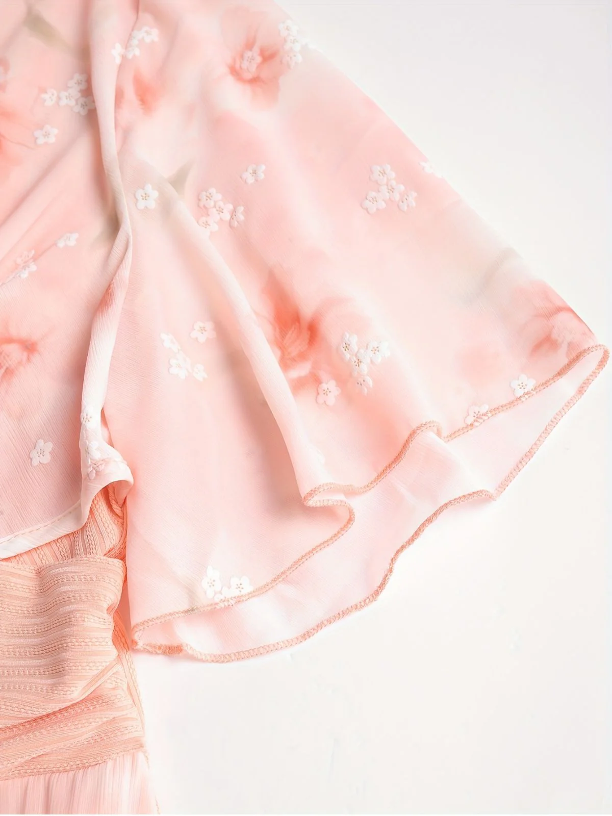 [Übergröße] Rosa 1970er Blumen Rüschen Unregelmäßigem Saum Kleid - Image 4