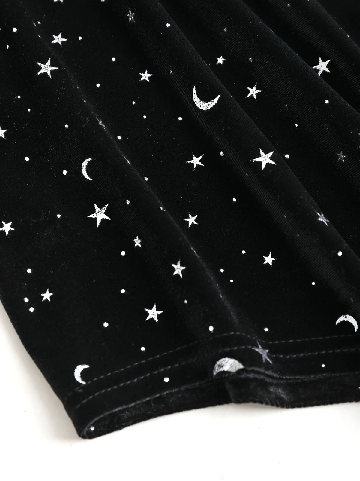 [Übergröße] Schwarz 1960er Stern V-Ausschnitt Samt Kleid - Image 4