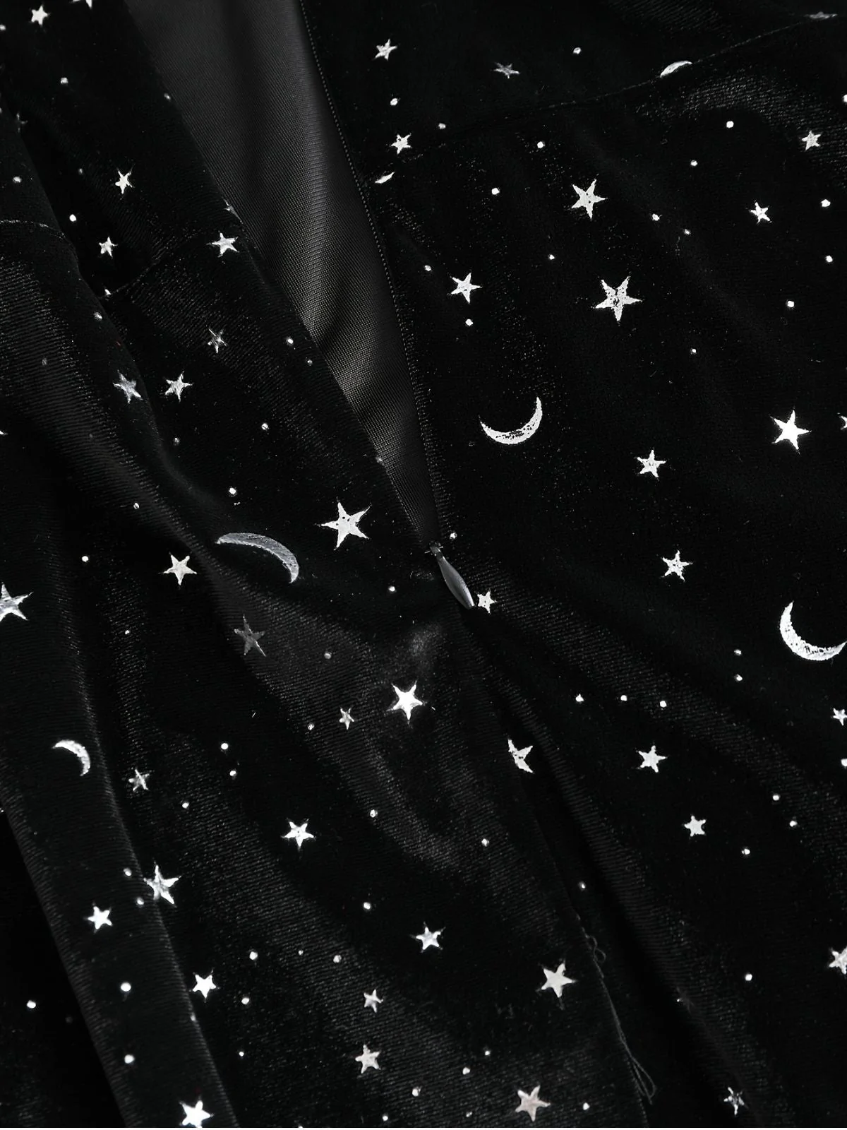 [Übergröße] Schwarz 1960er Stern V-Ausschnitt Samt Kleid - Image 5