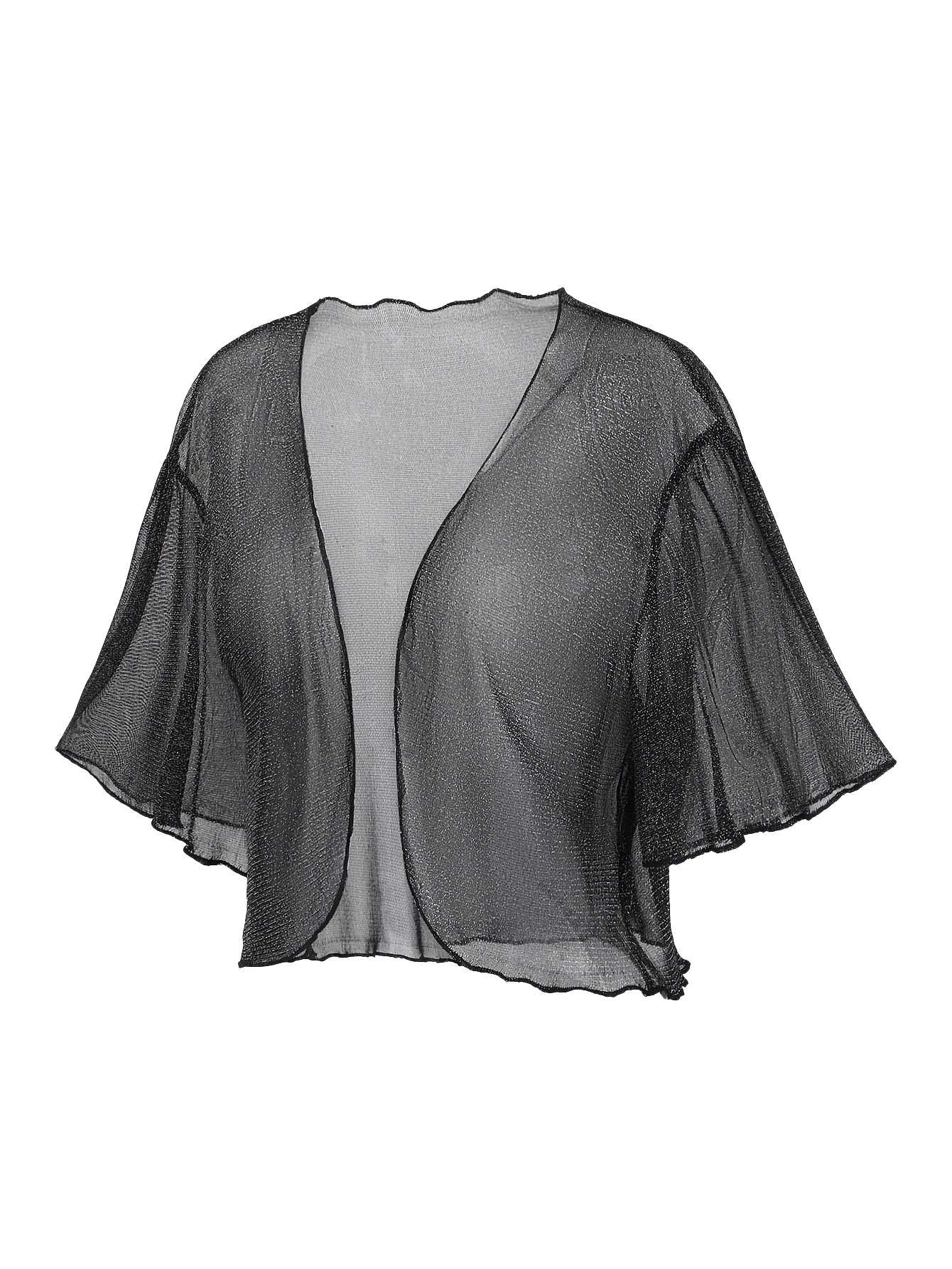 [Übergröße] Schwarz 1970er Durchsichtig Netz Strickjacke - Image 2