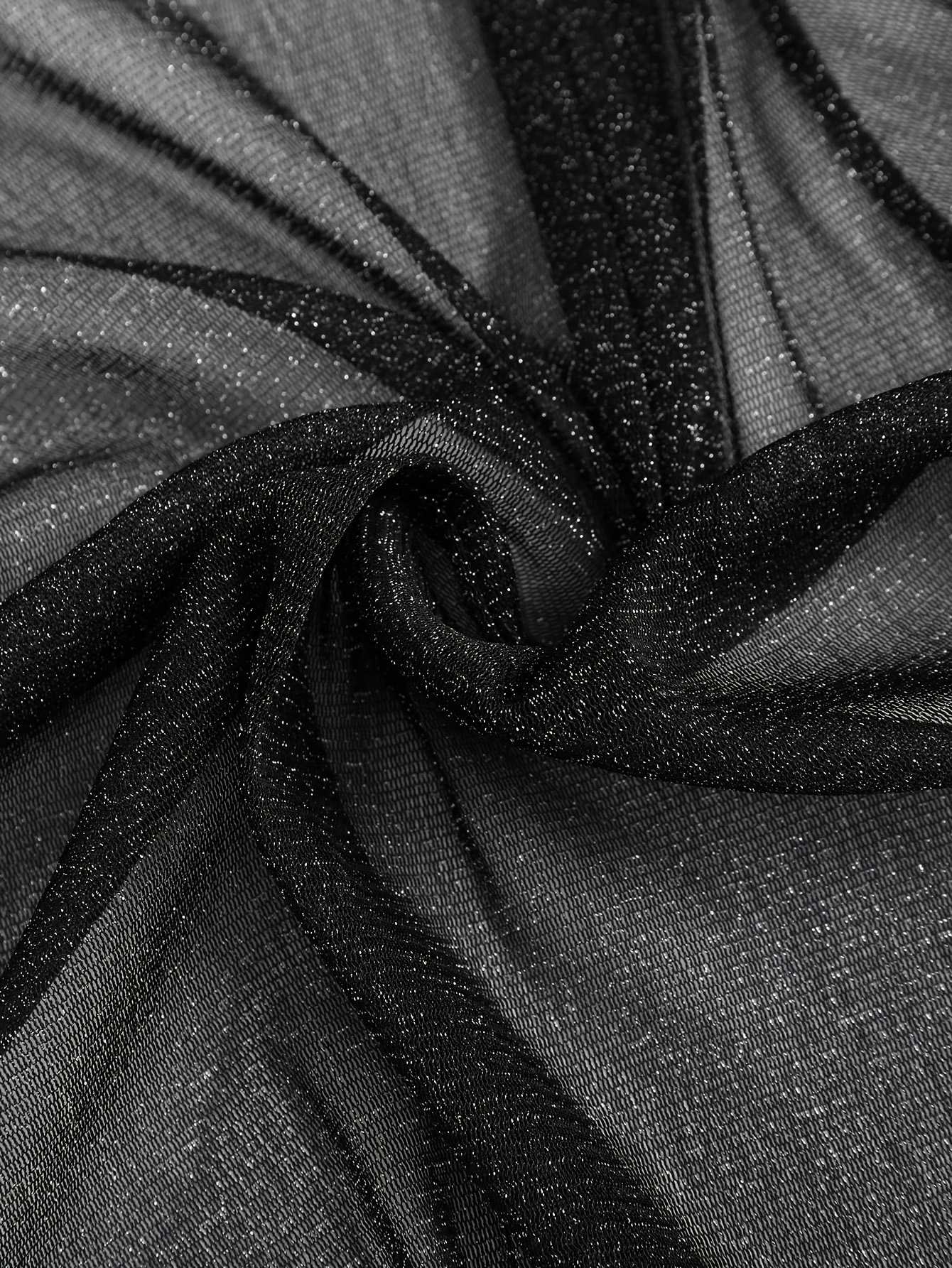 [Übergröße] Schwarz 1970er Durchsichtig Netz Strickjacke - Image 3