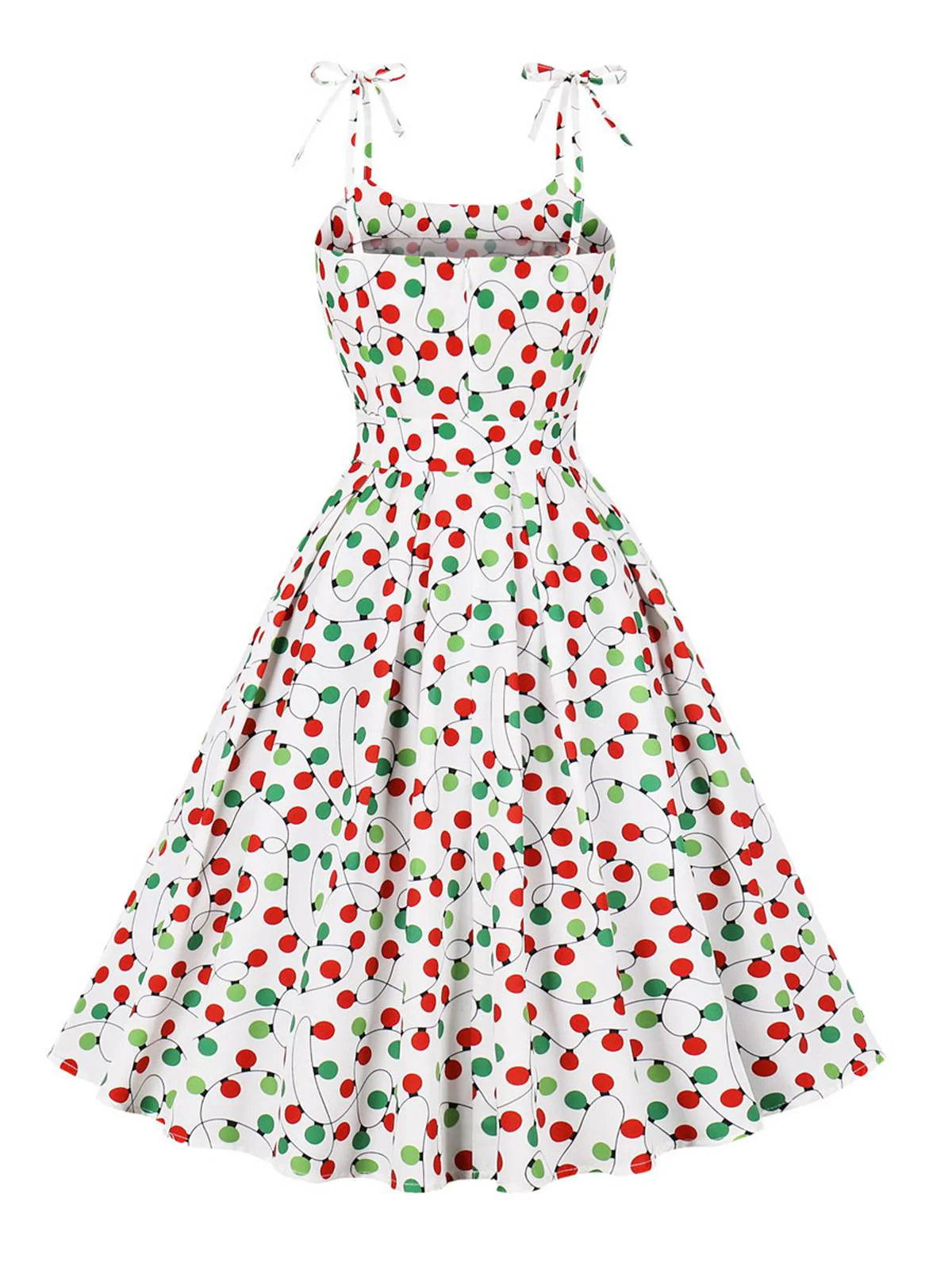 [Übergröße] Weiß 1950er Lichterkette Schultergurt Kleid - Image 2
