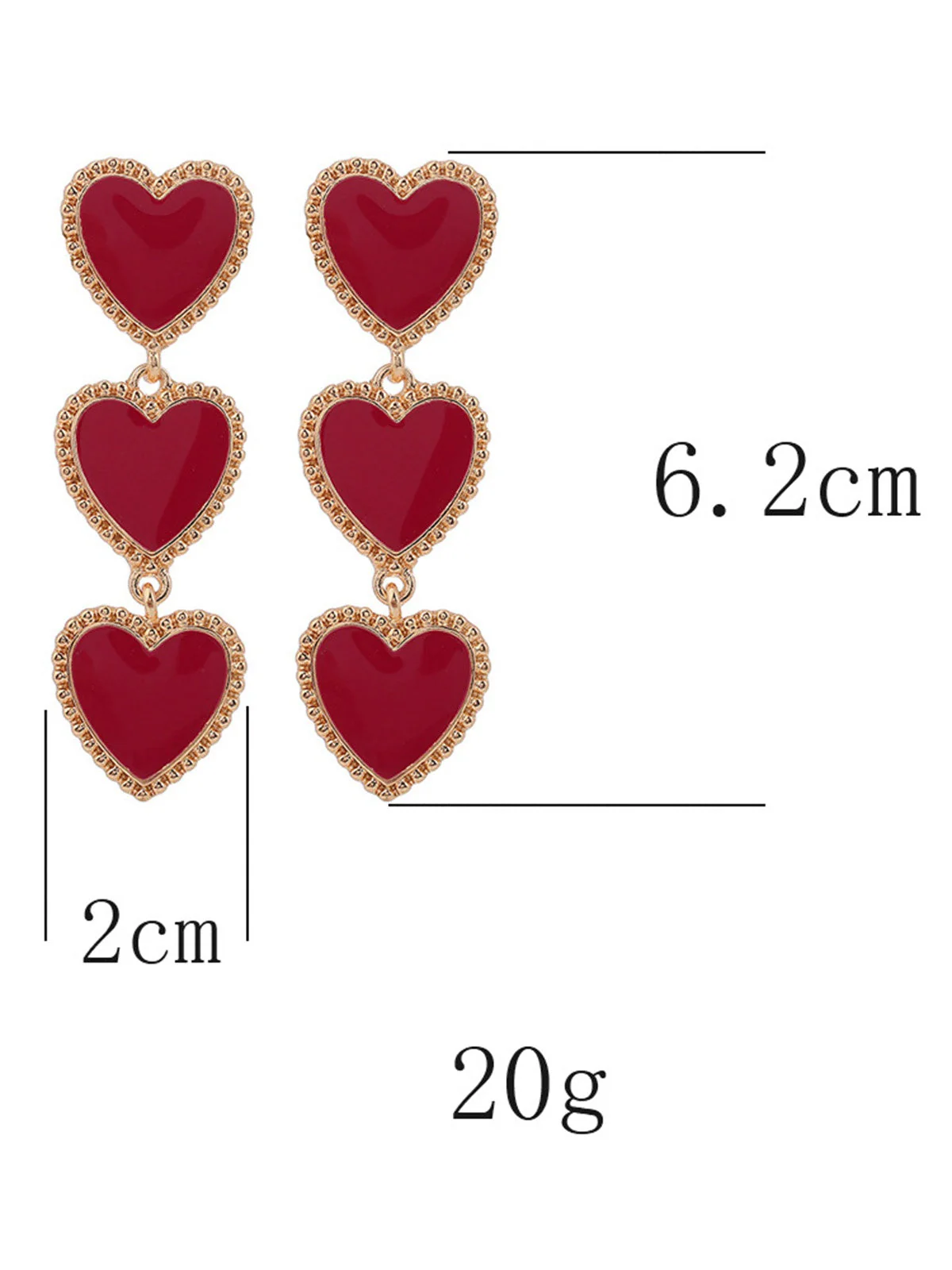 Valentinstag Dreifach Herzförmig AnhÀnger Ohrringe - Image 2