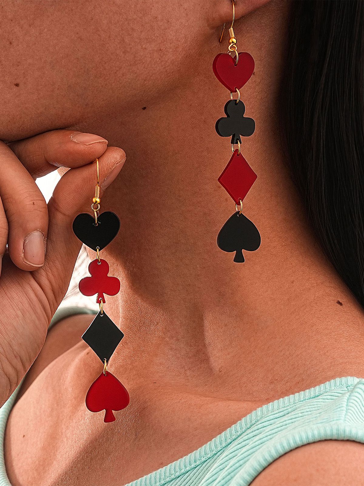 Valentinstag Poker Karten Symbole Kombination Ohrringe - Image 2