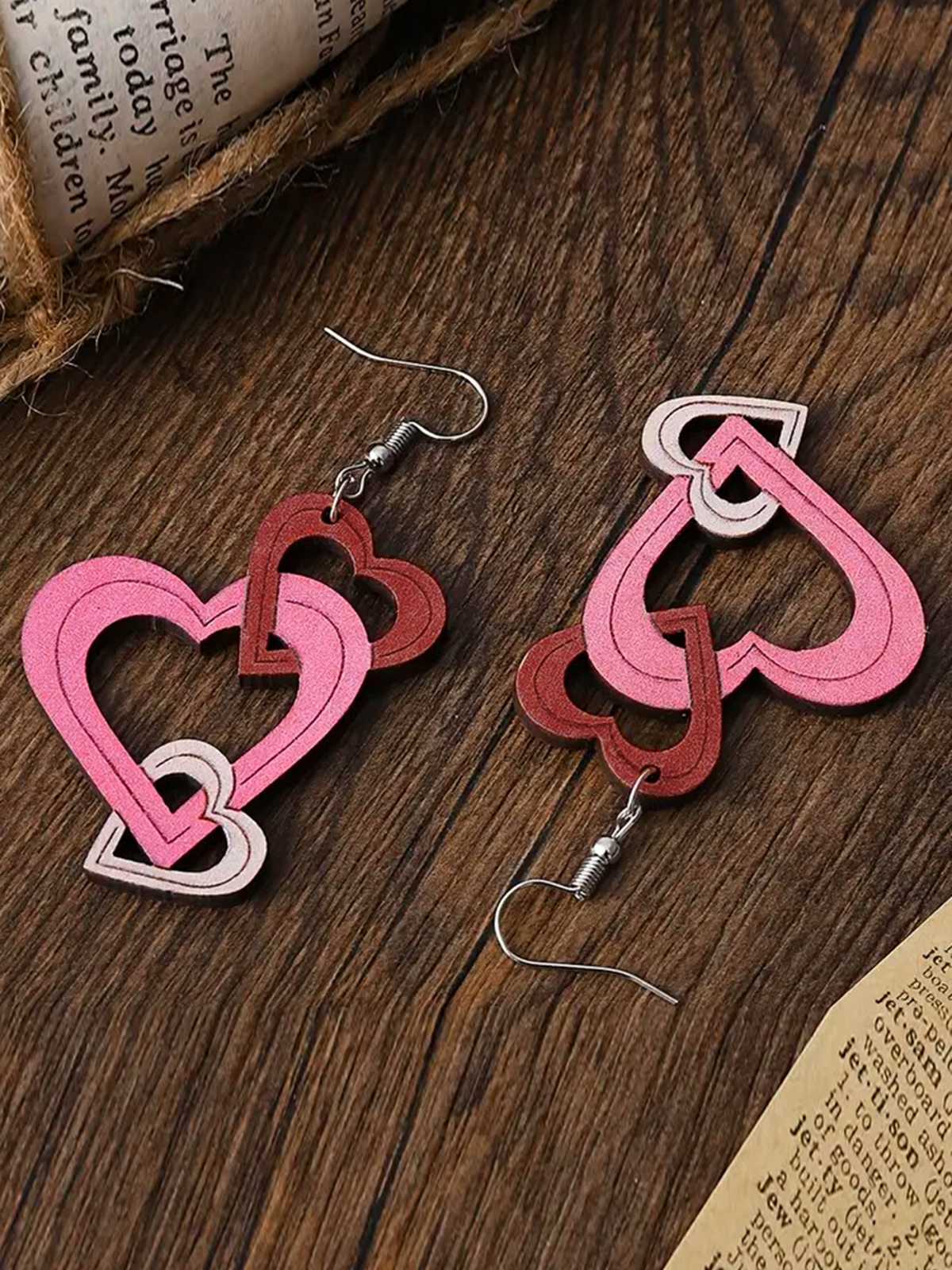 Valentinstag Triple Layer Herzen Tropfenohrringe - Image 3