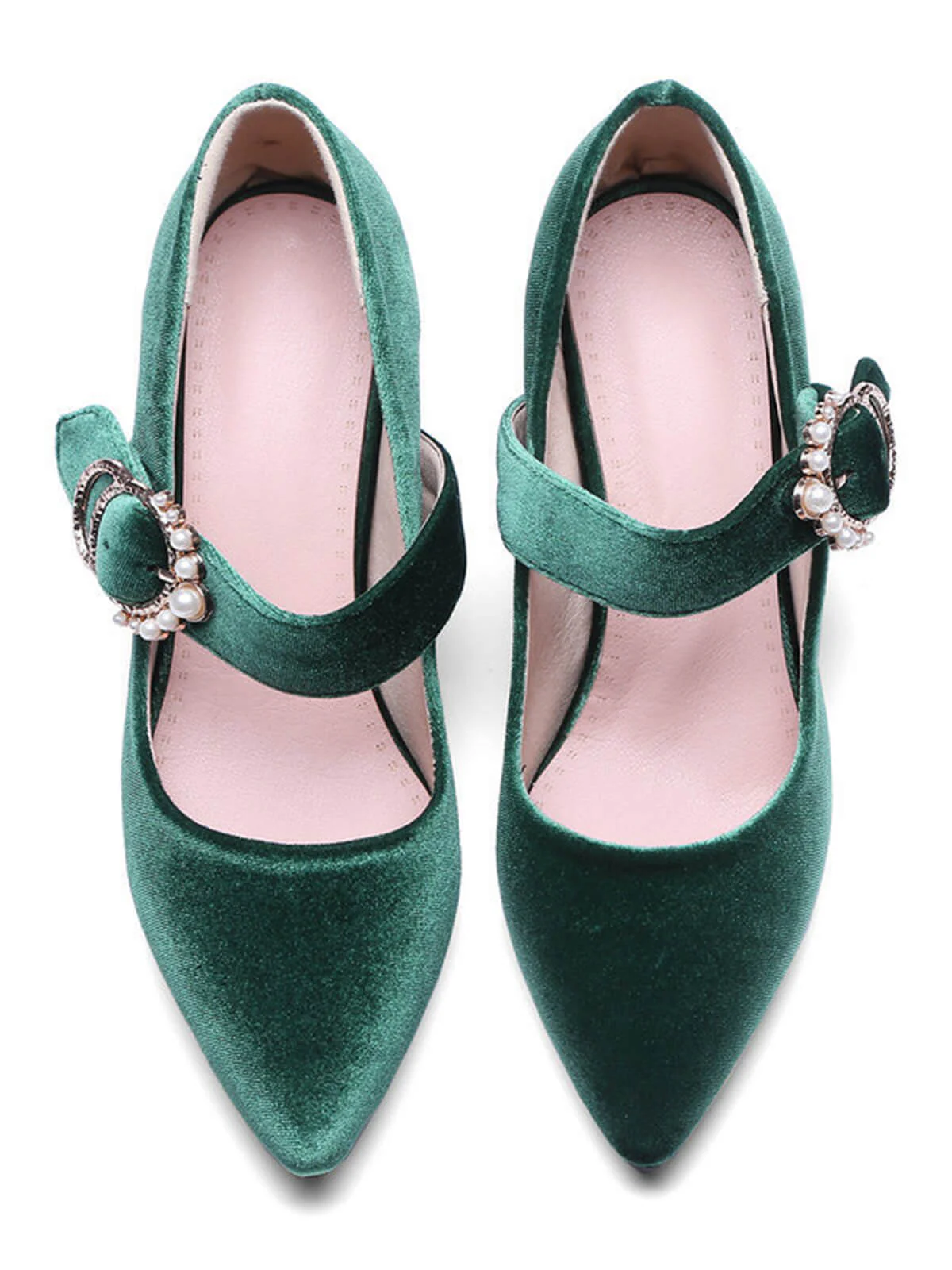 Winerot VELVET MARY JANE HIGH HEEL SCHUHE MIT SCHNALLENBLOCK - Image 4