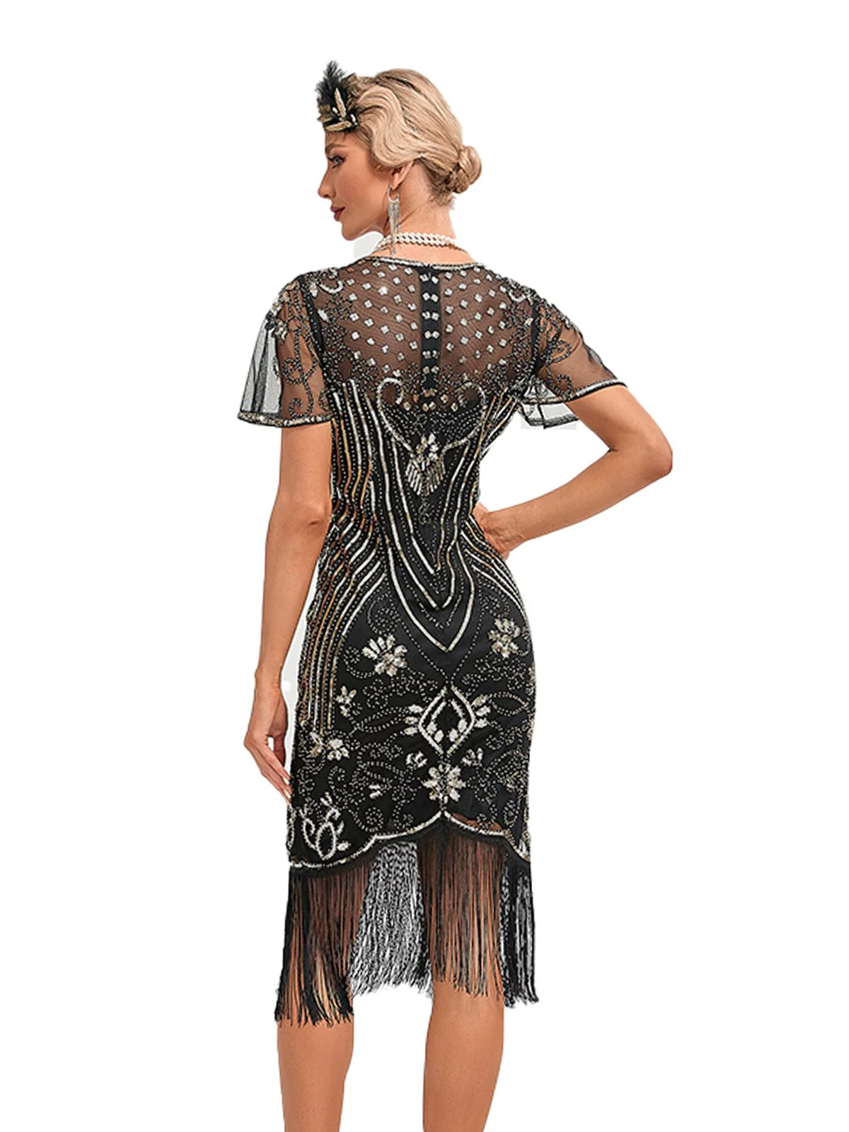 Vintage 1920er Fransen 3D-Perlen Kleid - Image 2