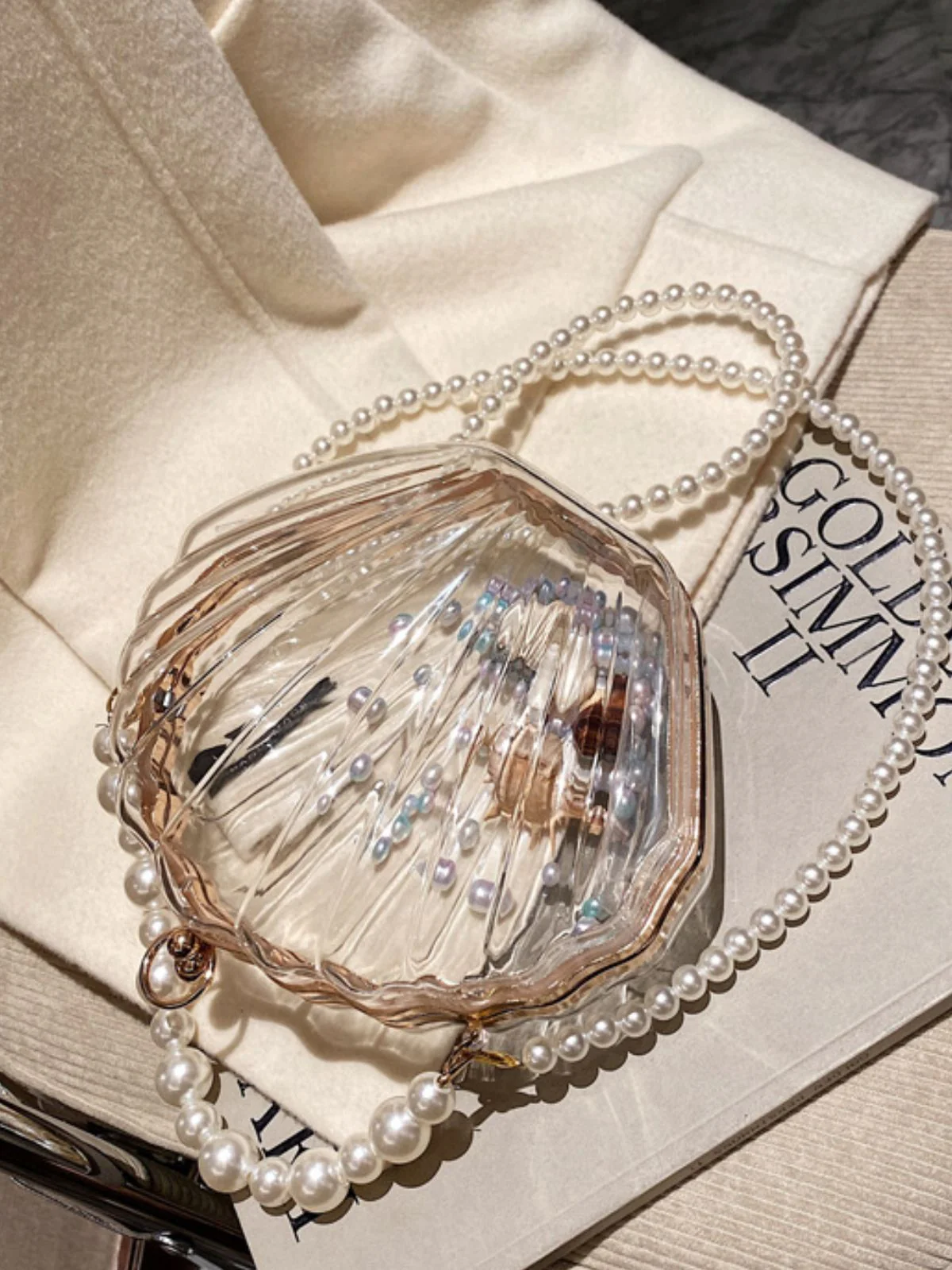 Vintage 3D-Muschel Transparent Perlenkette Tasche - Image 12