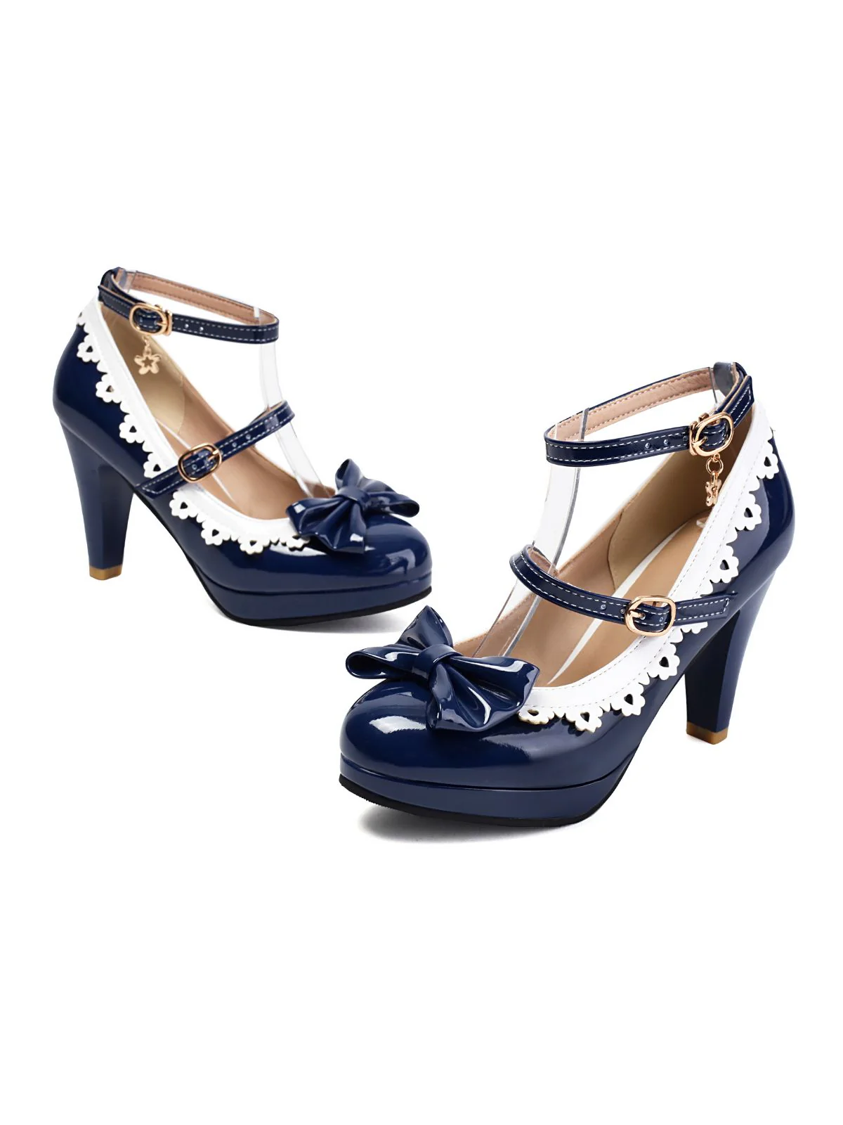 Vintage Bogen Farbblock Schnalle Mary Jane Schuhe - Image 10