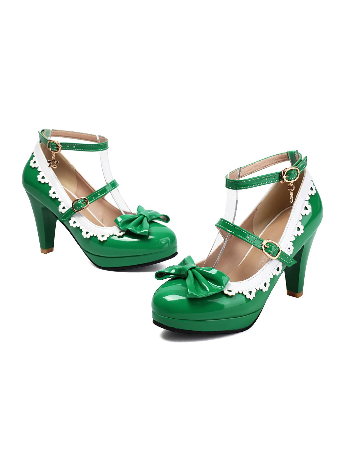 Vintage Bogen Farbblock Schnalle Mary Jane Schuhe - Image 5