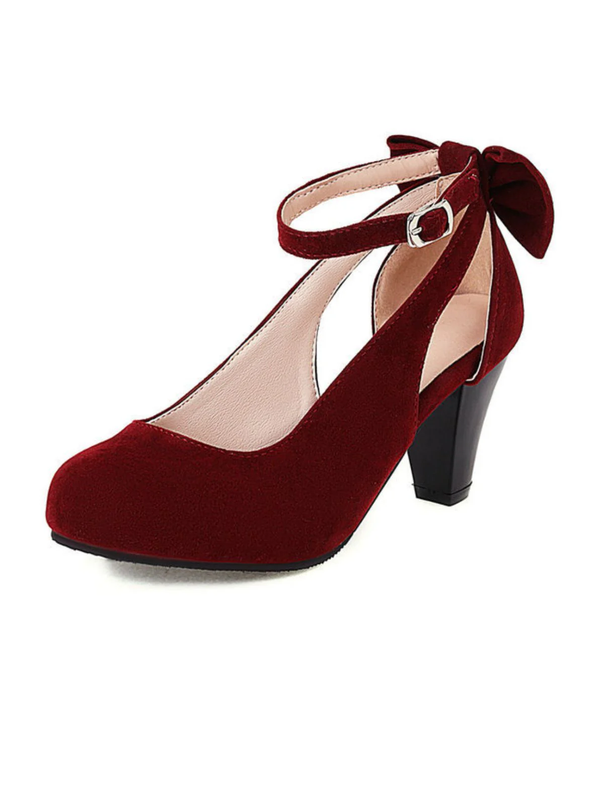 Vintage Bogen Klobige Wildleder Hohem Absatz Schuhe - Image 2