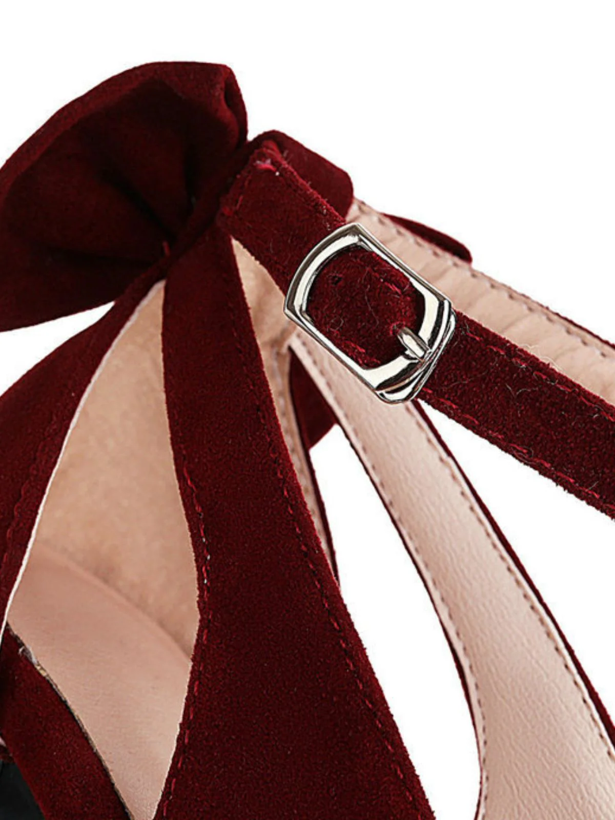 Vintage Bogen Klobige Wildleder Hohem Absatz Schuhe - Image 5