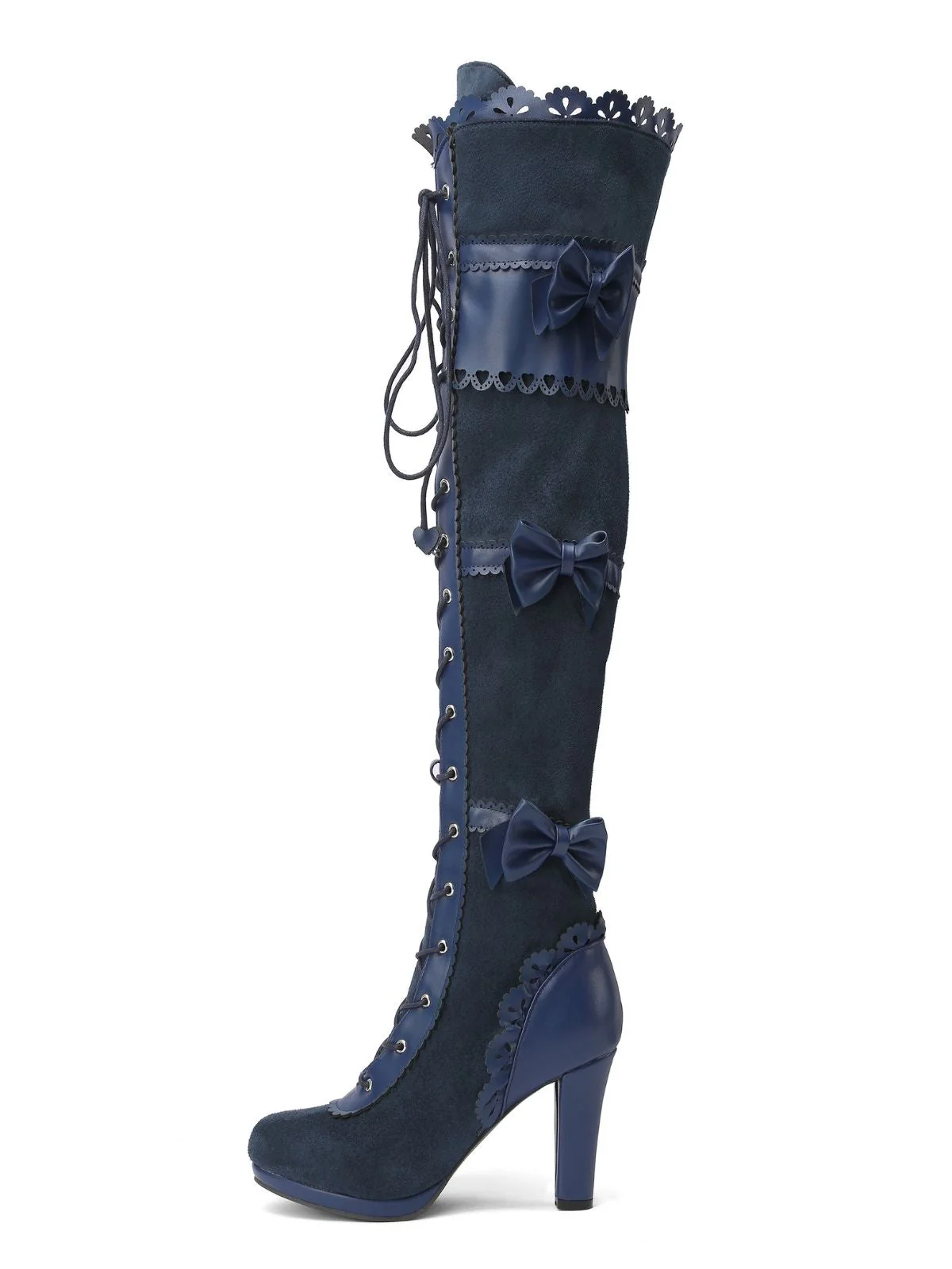 Vintage Bogen Schnürung Lange Stiefel mit hohem Absatz - Image 2