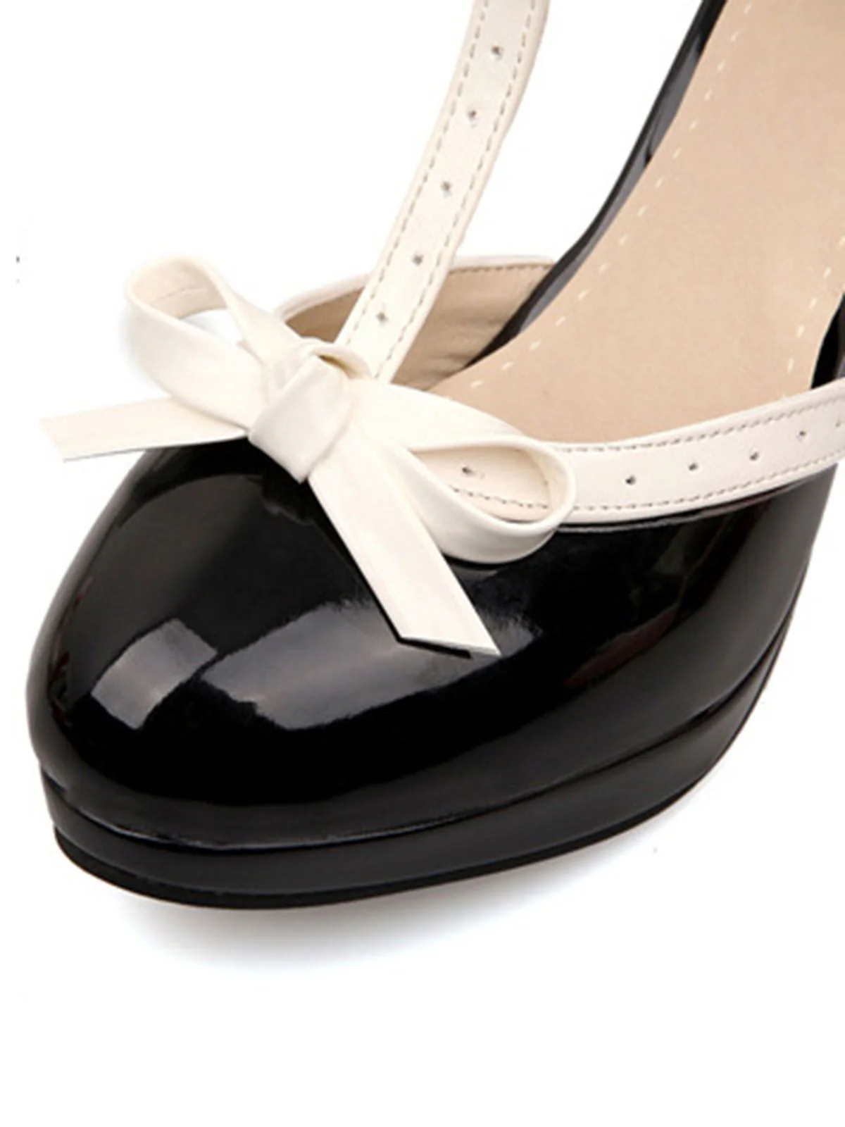 Schwarz Retro Bogen Dekor Hoher Absatz Schuhe - Image 2